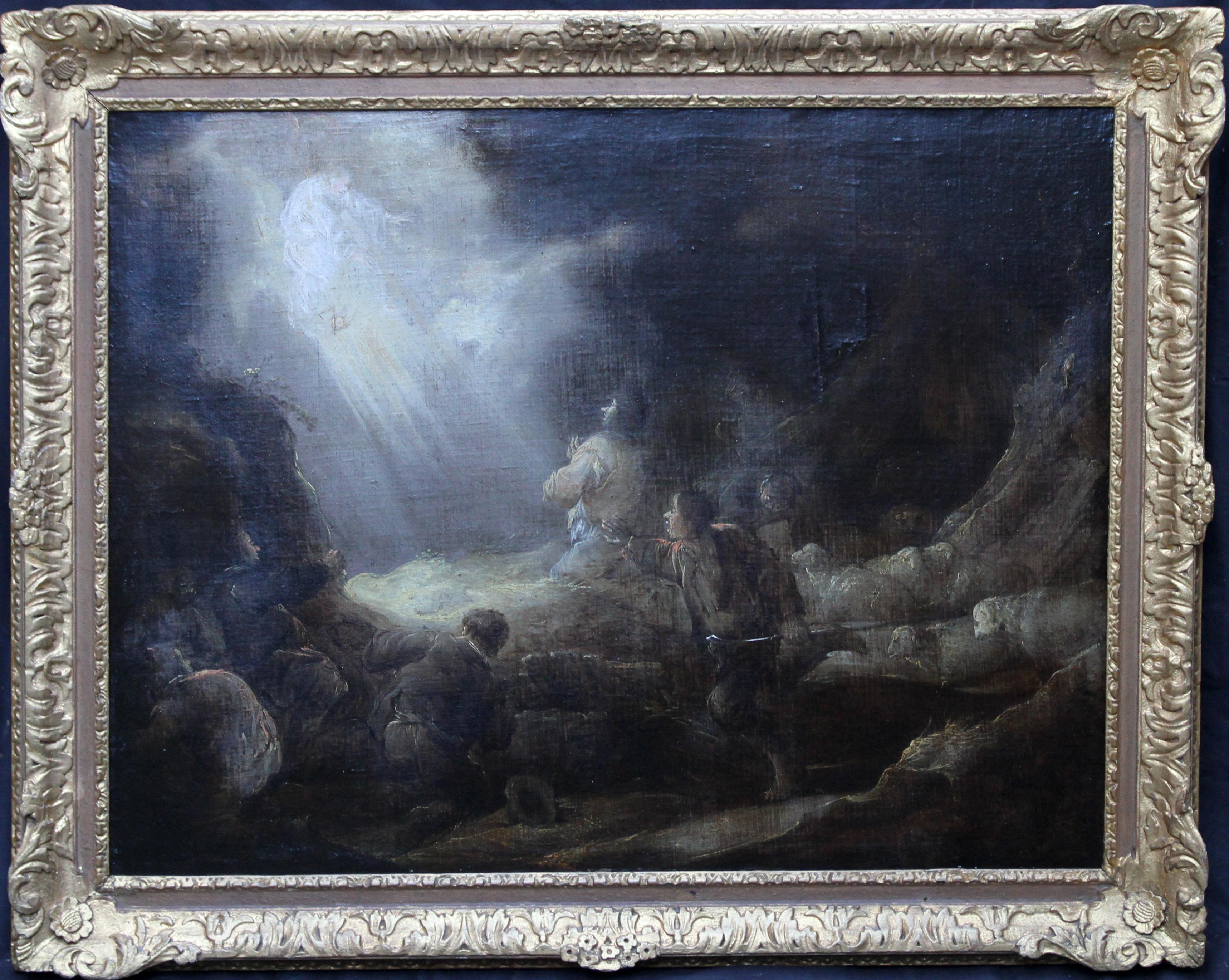 The Annunciation to the Shepherds - Dutch 17thC art religious oil painting 