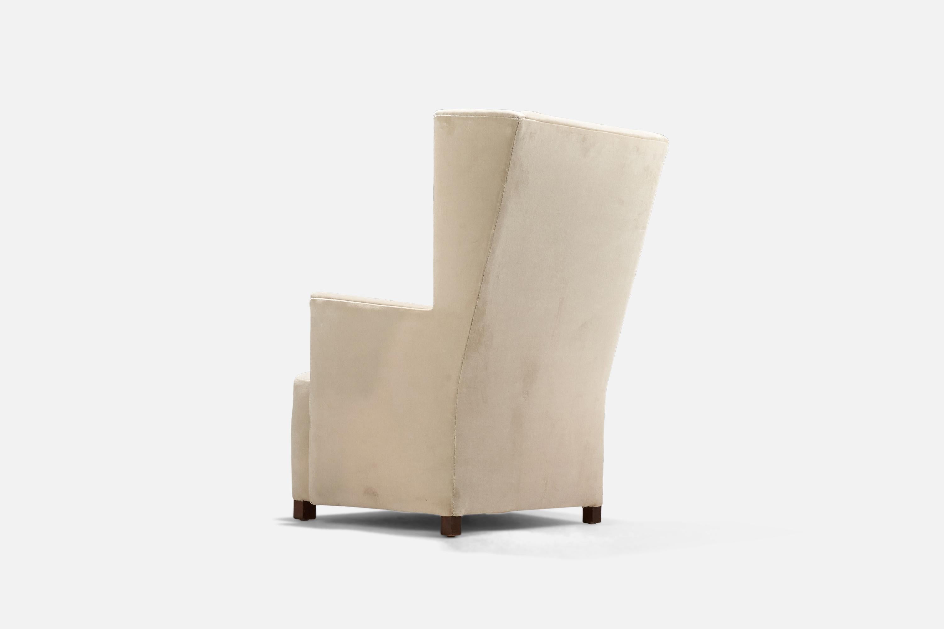 Scandinavian Modern Bjorn Tragardh and Uno Åhren, Lounge Chair, Velvet, Birch, Sweden, 1930s For Sale