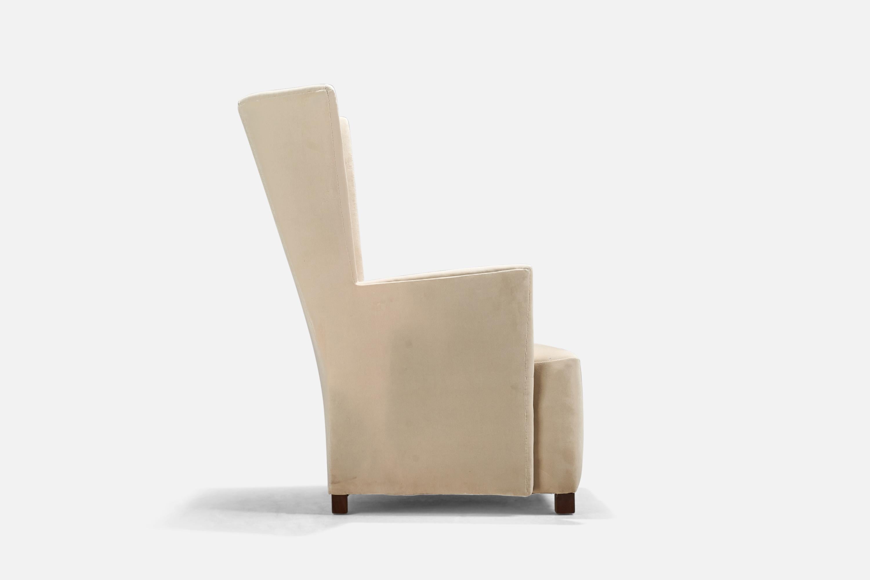 Swedish Bjorn Tragardh and Uno Åhren, Lounge Chair, Velvet, Birch, Sweden, 1930s For Sale