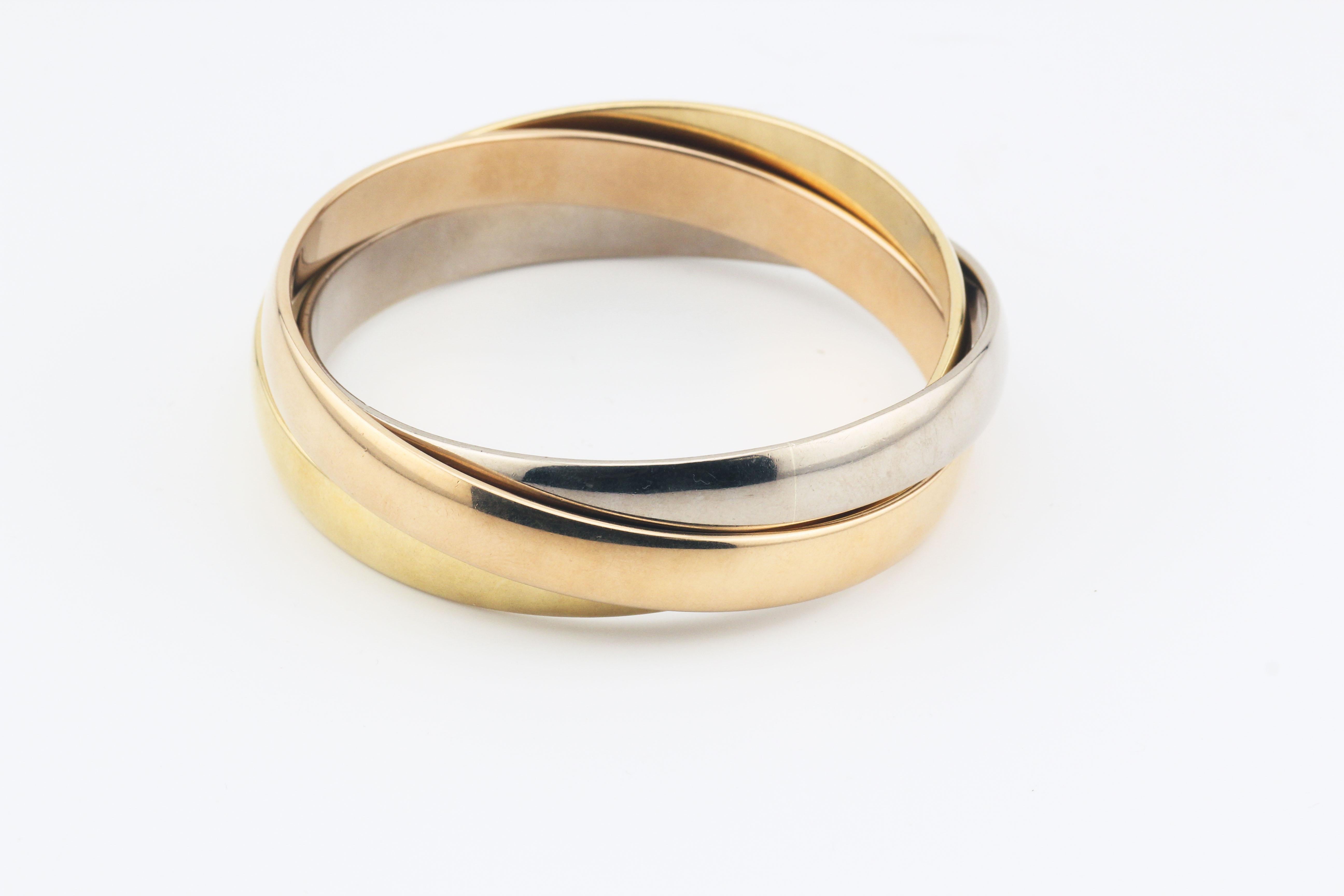 Cartier Trinity 18K Tri-Color Gold Armreif Armband zugeschrieben im Zustand „Gut“ in Simpsonville, SC