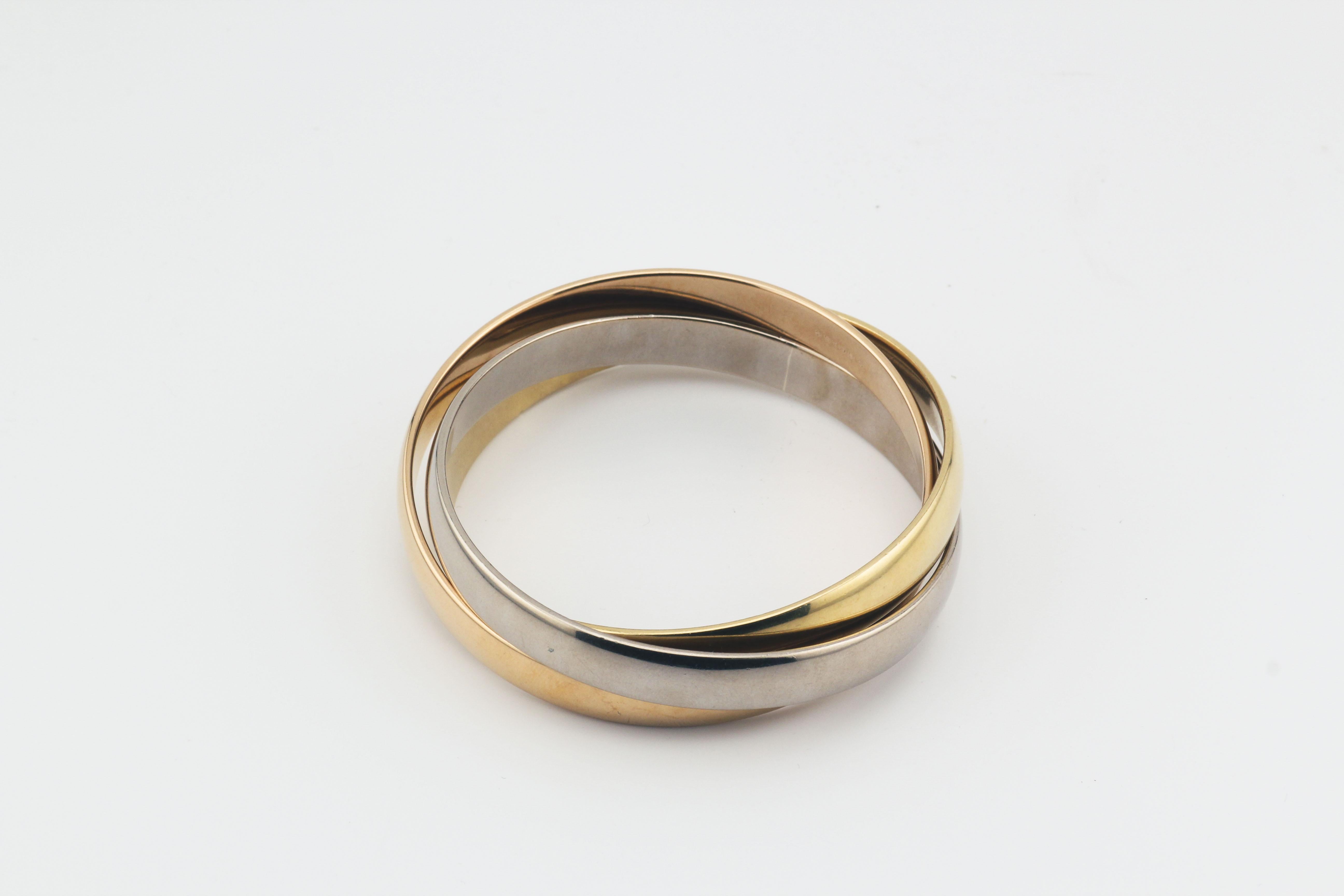 Cartier Trinity 18K Tri-Color Gold Armreif Armband zugeschrieben 1