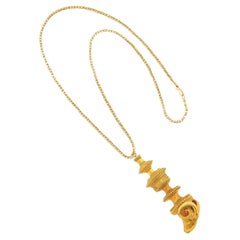 Attributed to Castellani Etruscan Revival Gold Ram's Head Pendant with Chain Nec