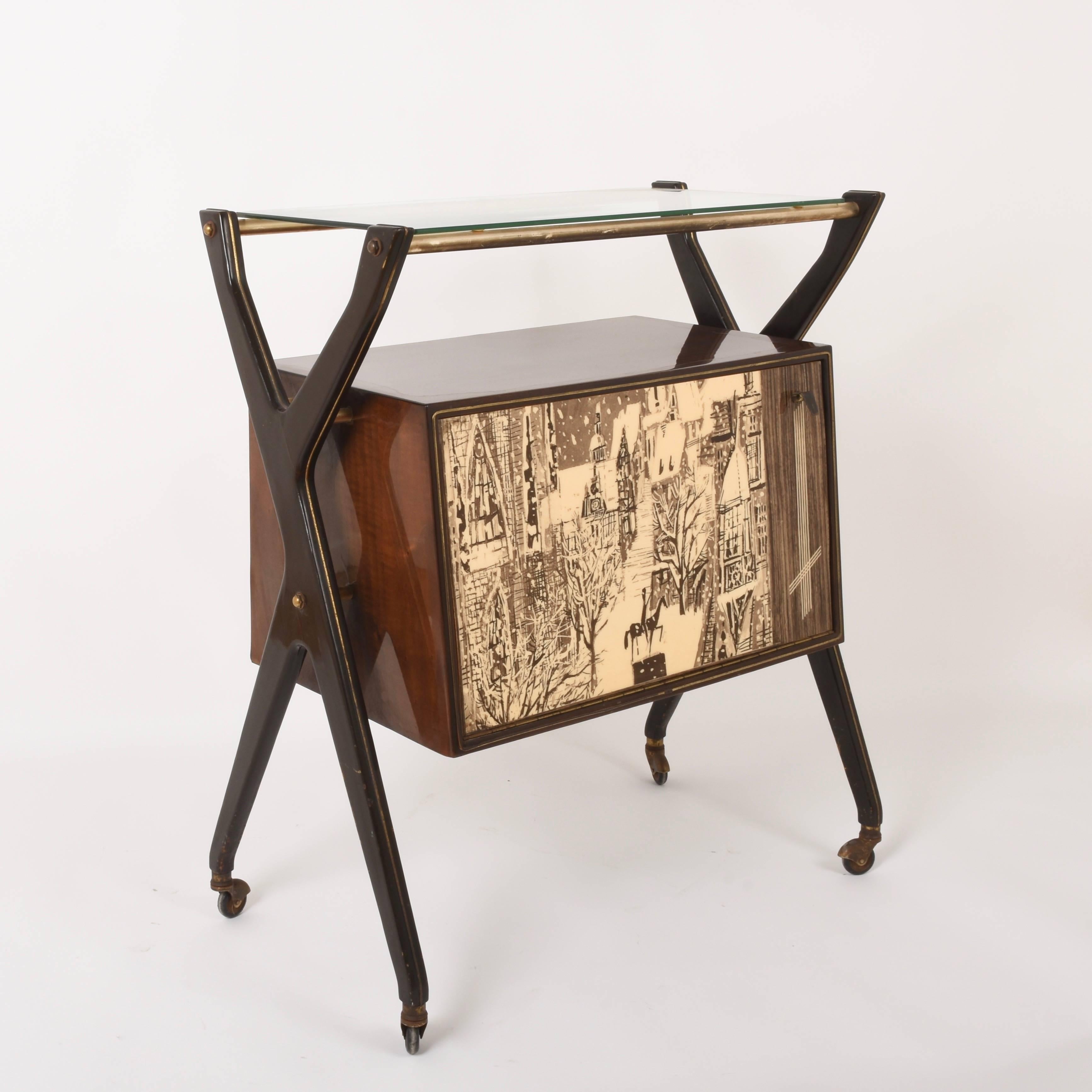Mid-20th Century Attributed to Cesare Lacca Dry Bar Trolley, Italy, 1950s