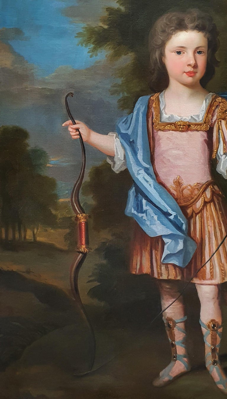 Portrait of a Gentleman in an Arcadian Landscape c.1710 Oil on Canvas Painting For Sale 6