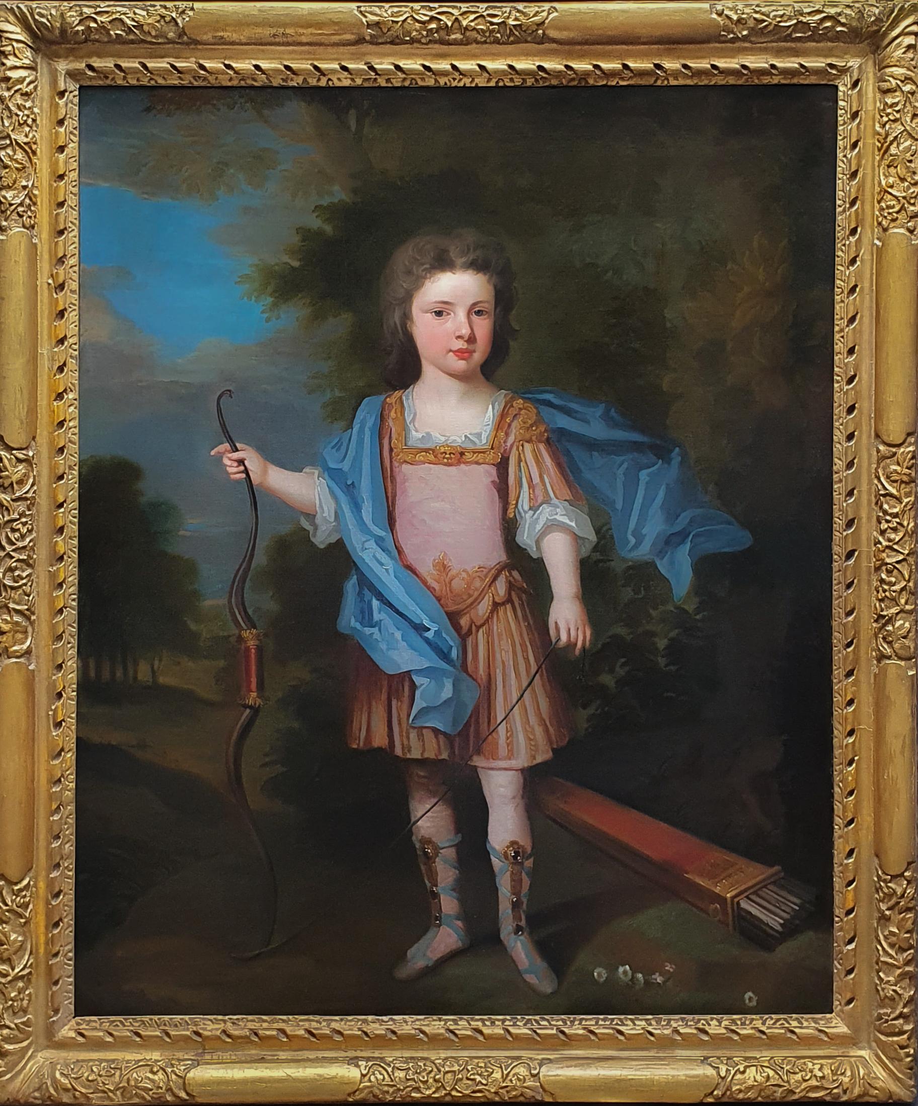 Portrait of Young Gentleman, Lord George Douglas, Arcadian Landscape c.1710 - Painting by Attributed to Charles D'Agar