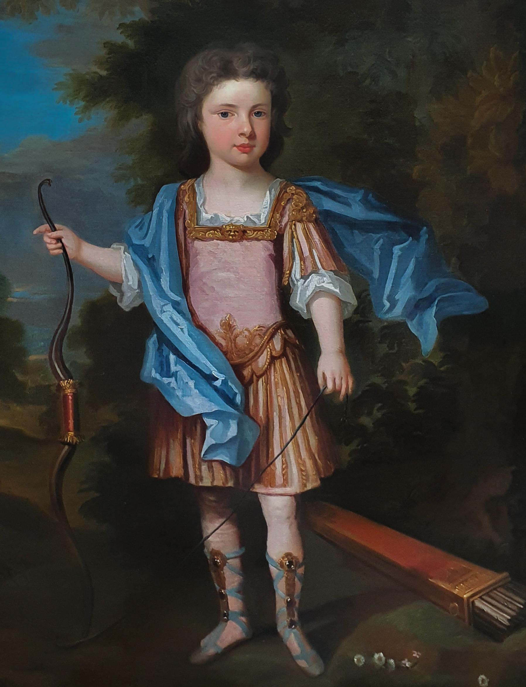 Porträt eines jungen Gentleman, Lord George Douglas, arkadische Landschaft um 1710 (Alte Meister), Painting, von Attributed to Charles D'Agar