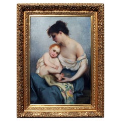 Charles Edward Hallé zugeschrieben: „Mutter und Kind“ – Ein schönes Ölgemälde auf Leinwand
