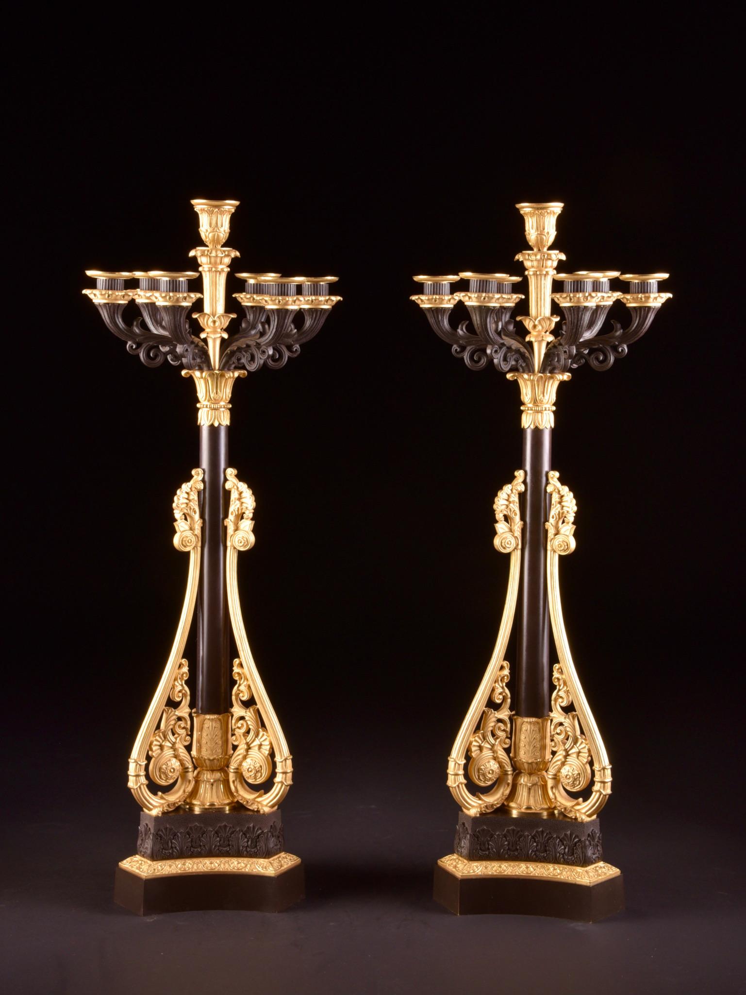 19th Century Attributed to Claude Galle Fabric, a Large Pair of Candelabra