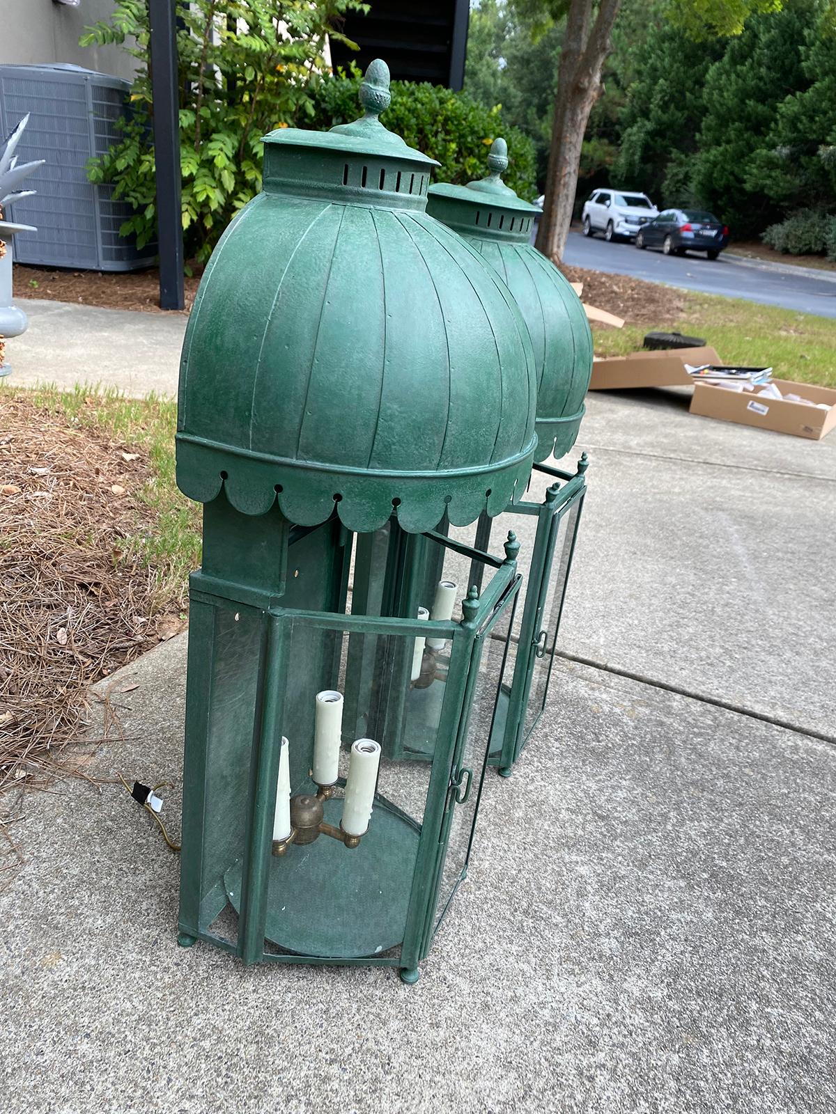 Tôle Attributed to Colefax & Fowler Painted Tole Wall Lanterns, Custom Finish
