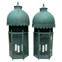 Attributed to Colefax & Fowler Painted Tole Wall Lanterns, Custom Finish