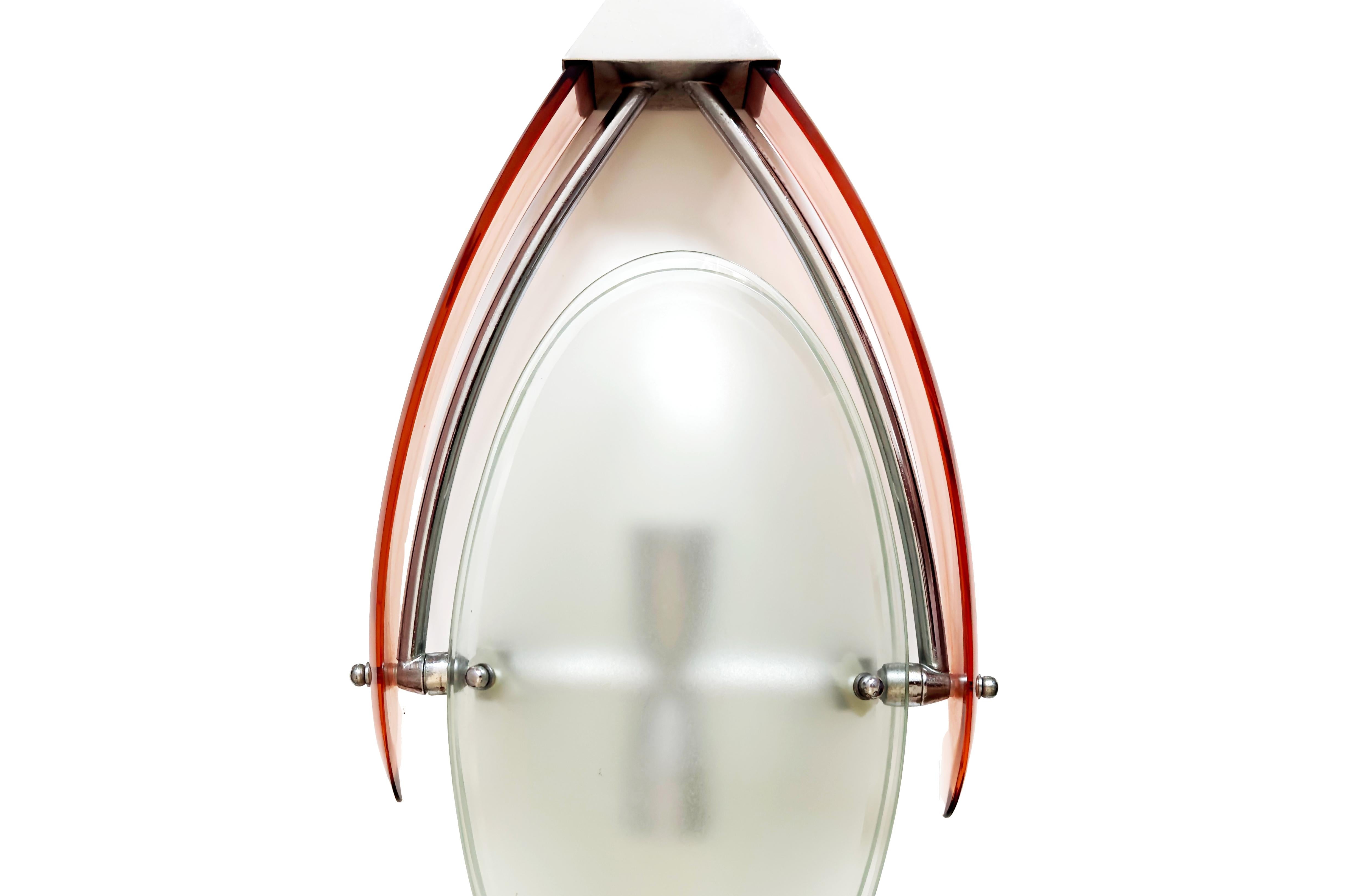 Attribué à Cristal Arte, Pendentif italien du 2e siècle en Altuglass Orange Tinted Fins Bon état - En vente à London, GB