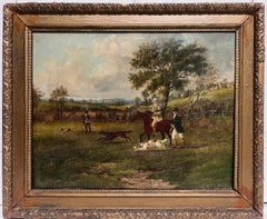 Early 19th Century British Oil Painting Country Gentleman Shooting in Landscape