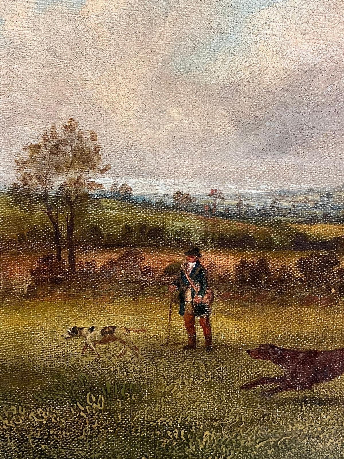 Early 19th Century British Oil Painting Country Gentleman Shooting in Landscape For Sale 2