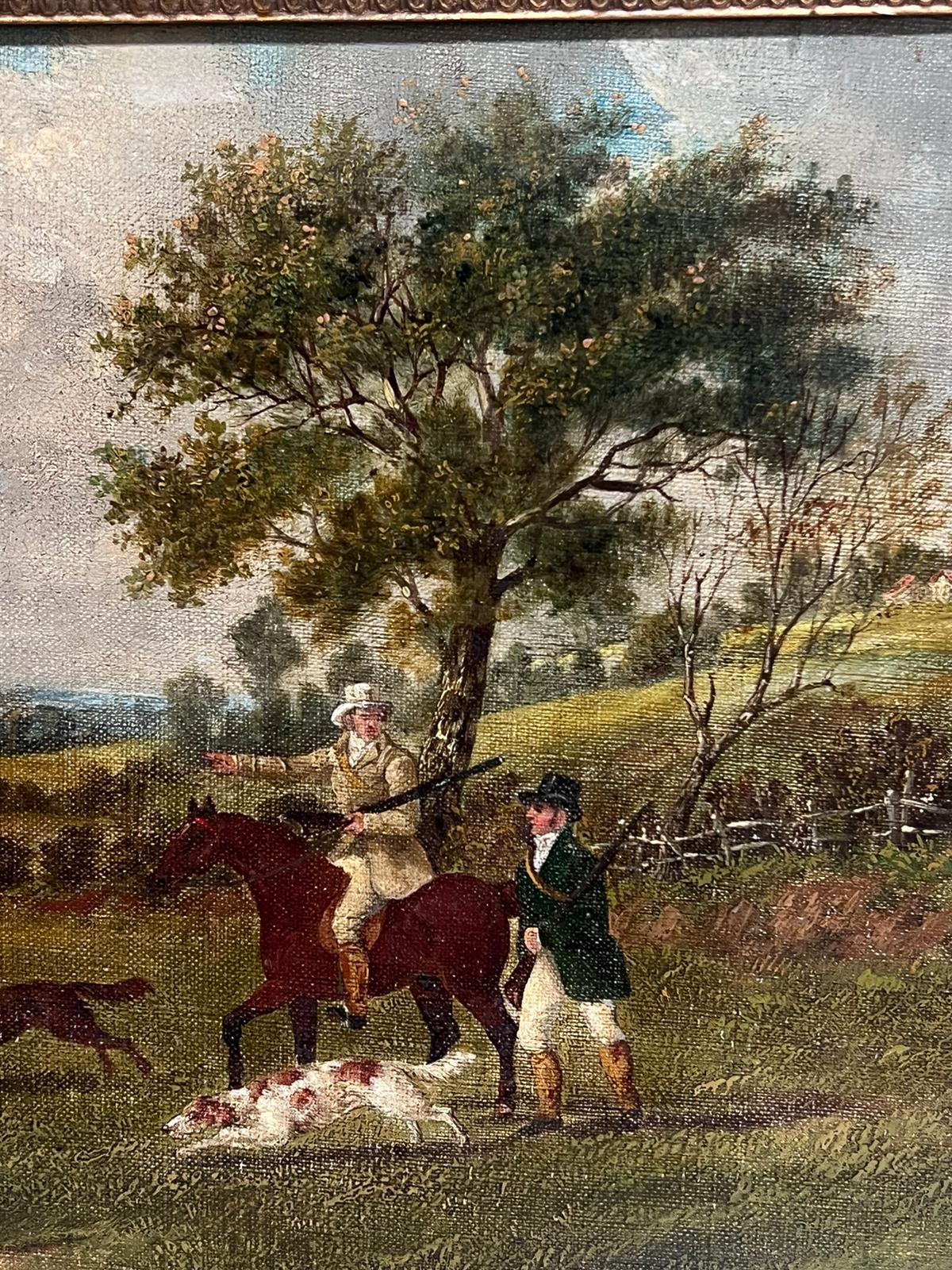 Early 19th Century British Oil Painting Country Gentleman Shooting in Landscape For Sale 3