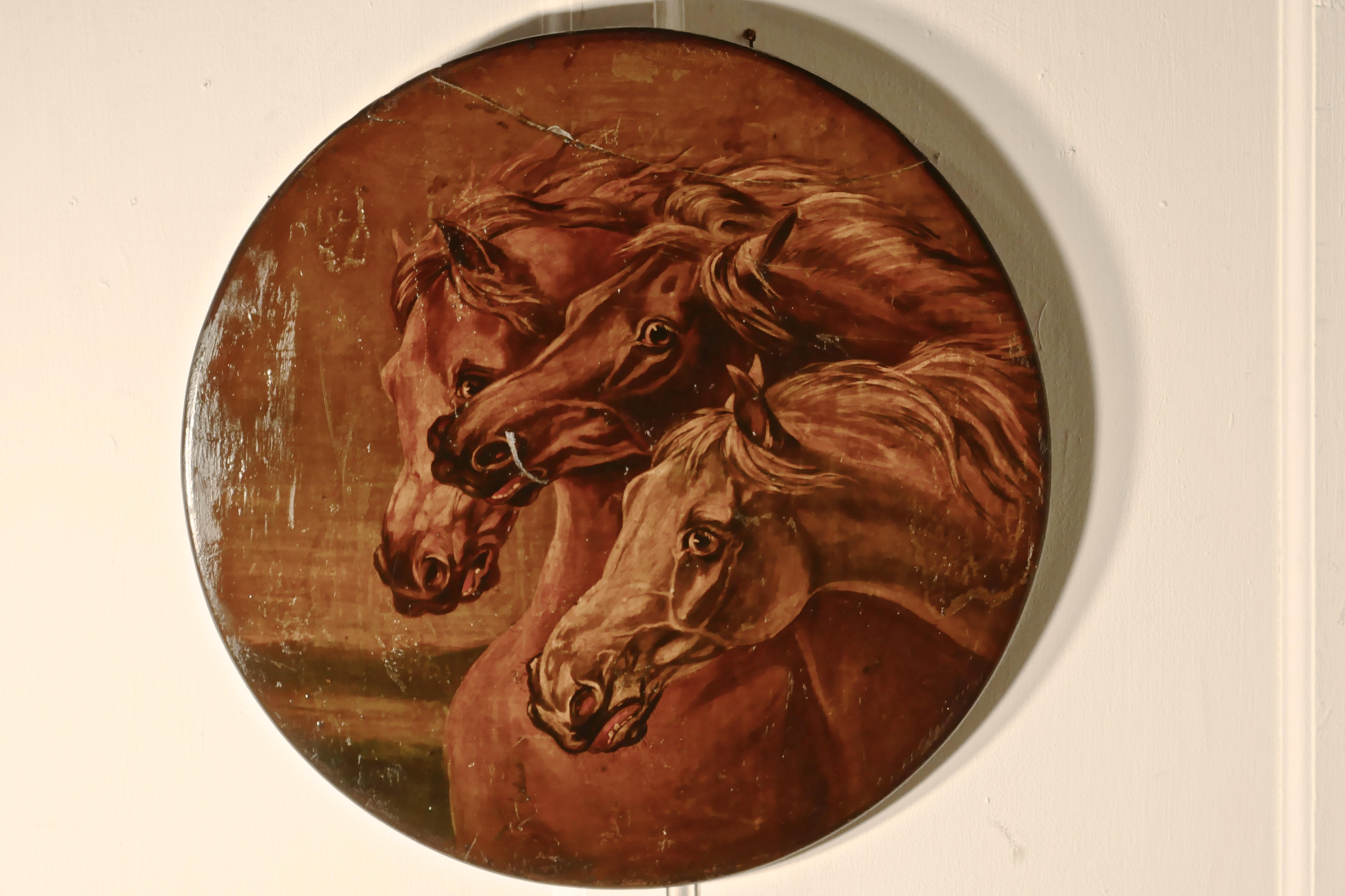 Attributed to Edwin Landseer Rare Oil Painting on Slate ‘Fearful Horses’  1