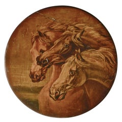 Attributed to Edwin Landseer Rare Oil Painting on Slate ‘Fearful Horses’ 