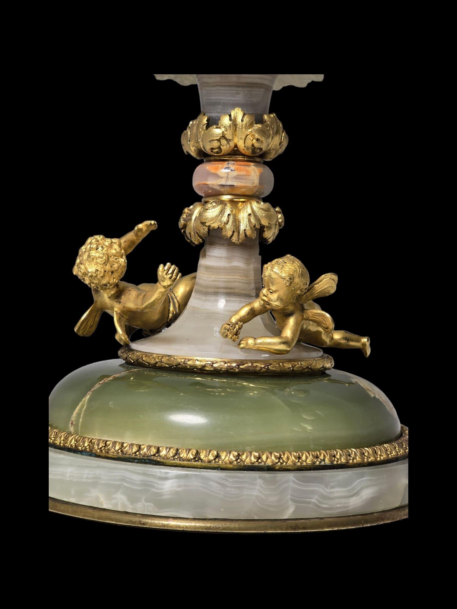 Attributed To Eugène Cornu, gilded bronze  agate Et Onyx d'Algérie, centerpiece For Sale 5