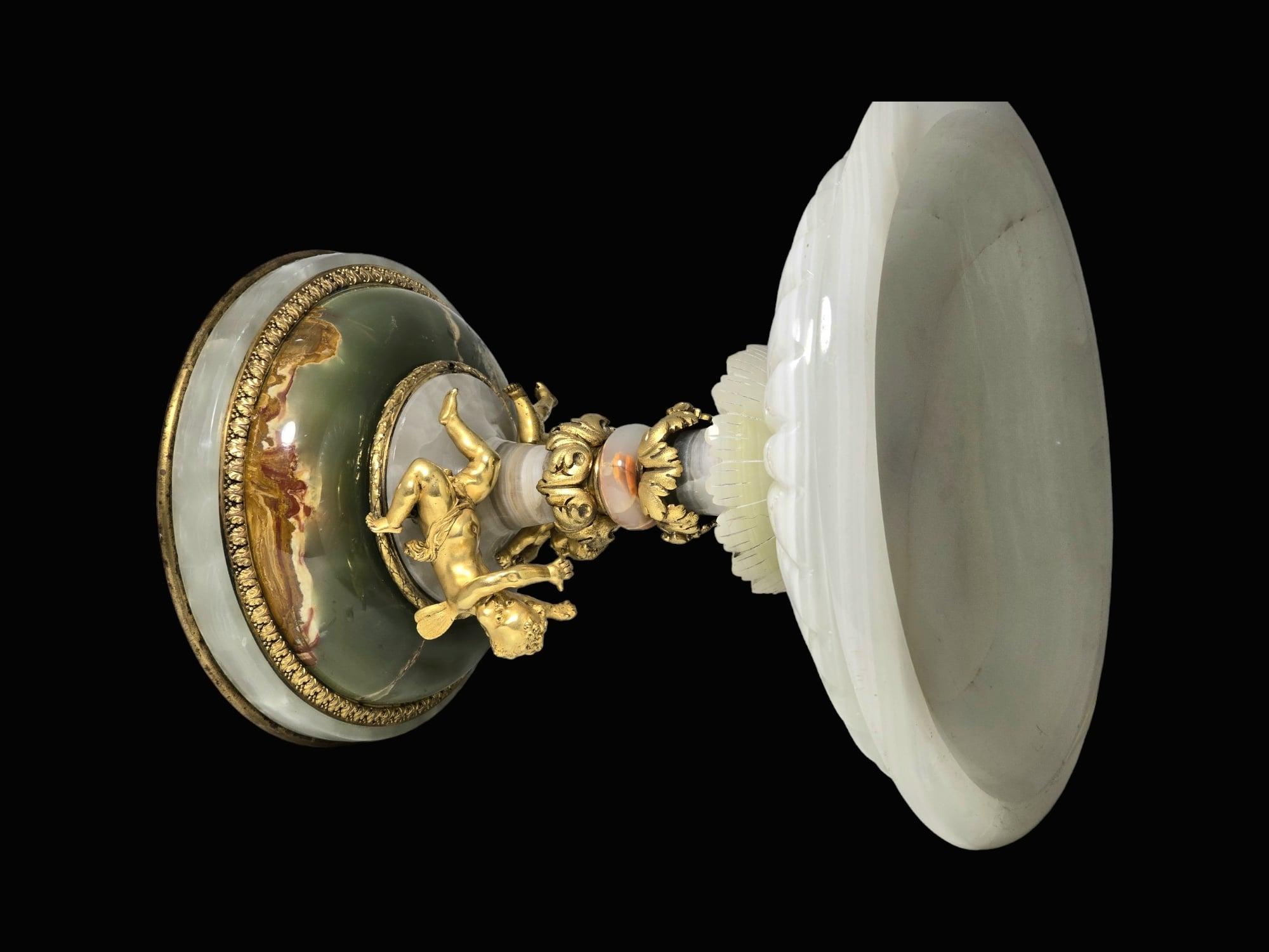 Attributed To Eugène Cornu, gilded bronze  agate Et Onyx d'Algérie, centerpiece For Sale 8