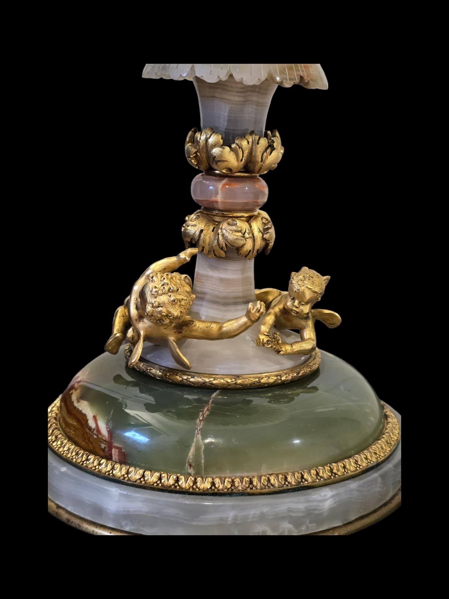 Attributed To Eugène Cornu, gilded bronze  agate Et Onyx d'Algérie, centerpiece For Sale 14
