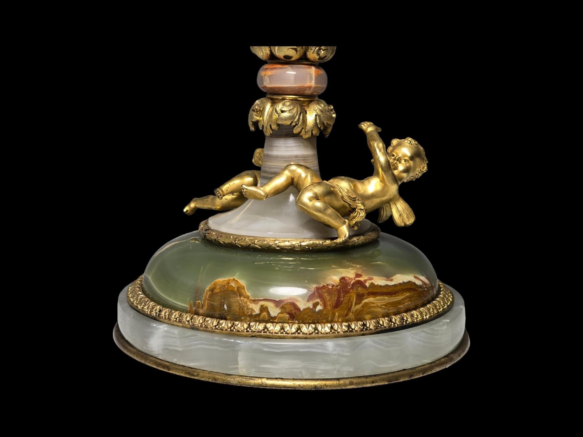 Attributed To Eugène Cornu, gilded bronze  agate Et Onyx d'Algérie, centerpiece For Sale 1