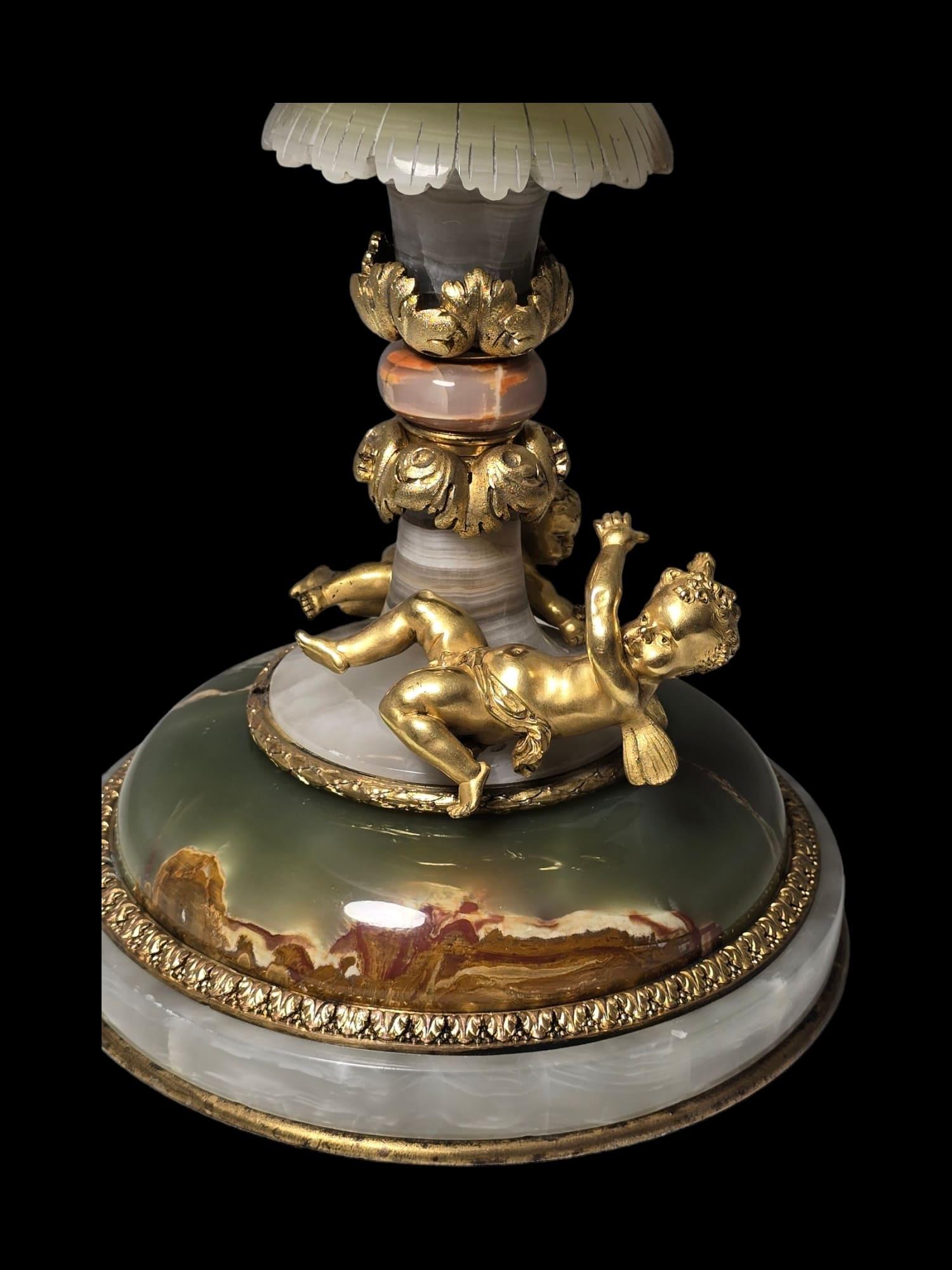 Attributed To Eugène Cornu, gilded bronze  agate Et Onyx d'Algérie, centerpiece For Sale 3