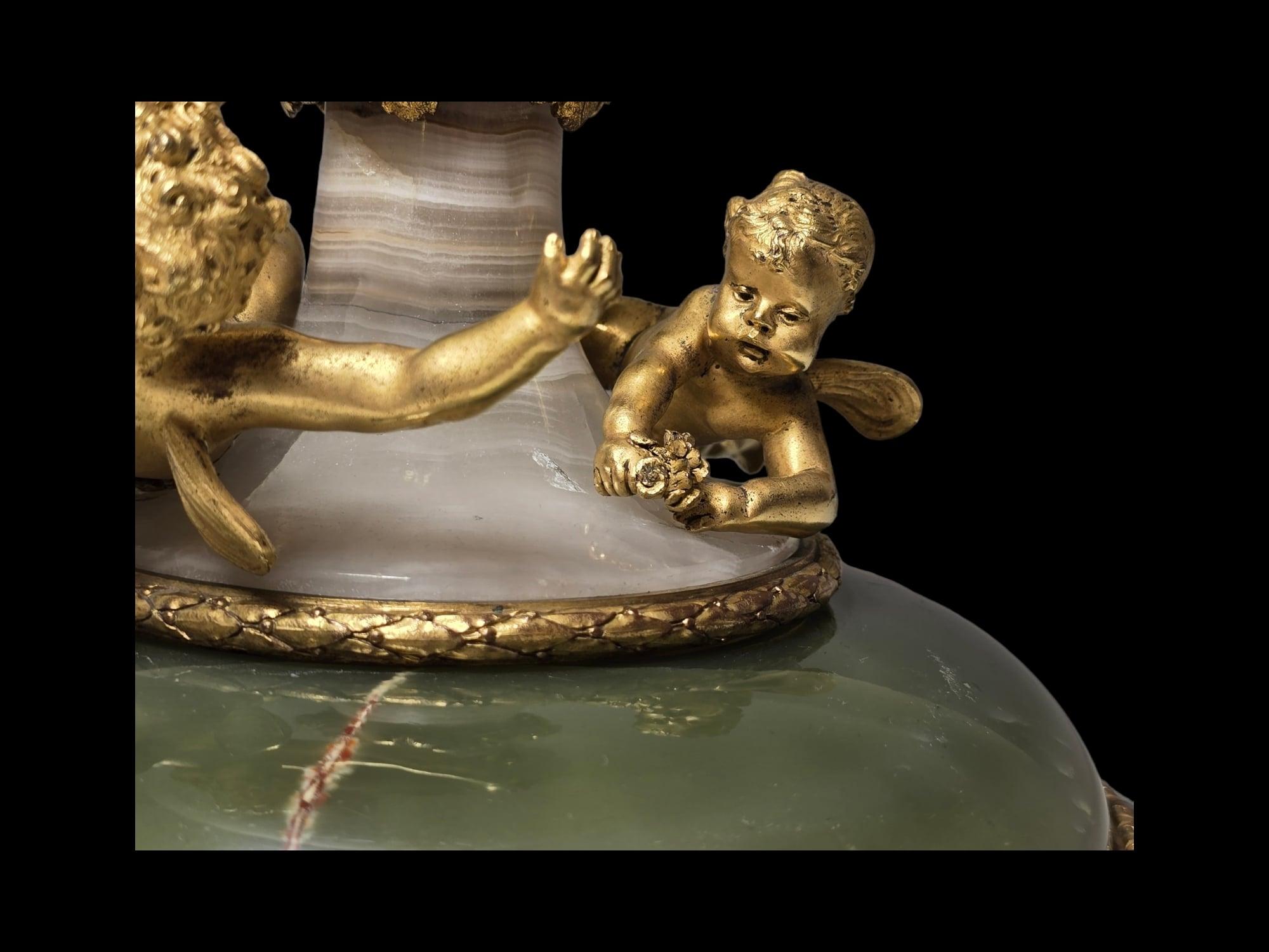 Attributed To Eugène Cornu, gilded bronze  agate Et Onyx d'Algérie, centerpiece For Sale 4