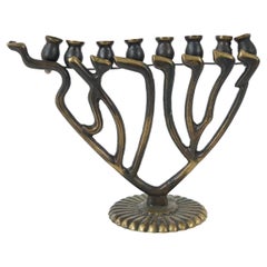 Attributed to Fantasia Israeli Verdigris Midcentury Menorah