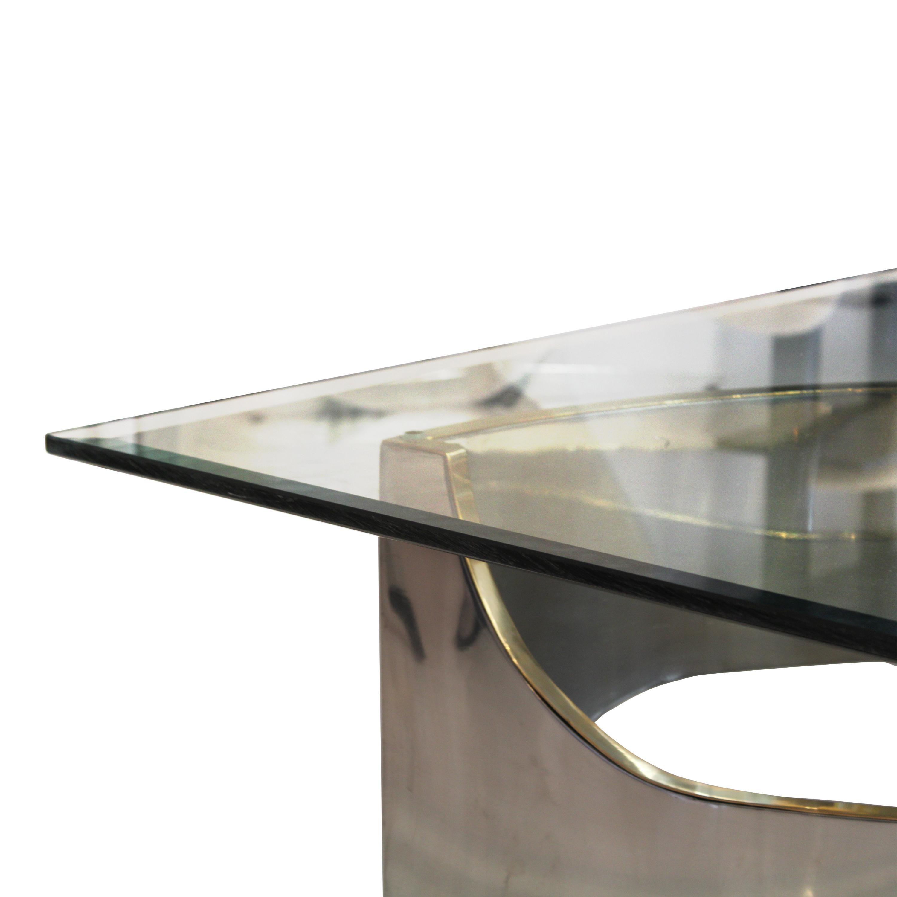 Attributed to Frank Stella, Chrome and Glass Flower-Form Center Table, USA, 1980 For Sale 3