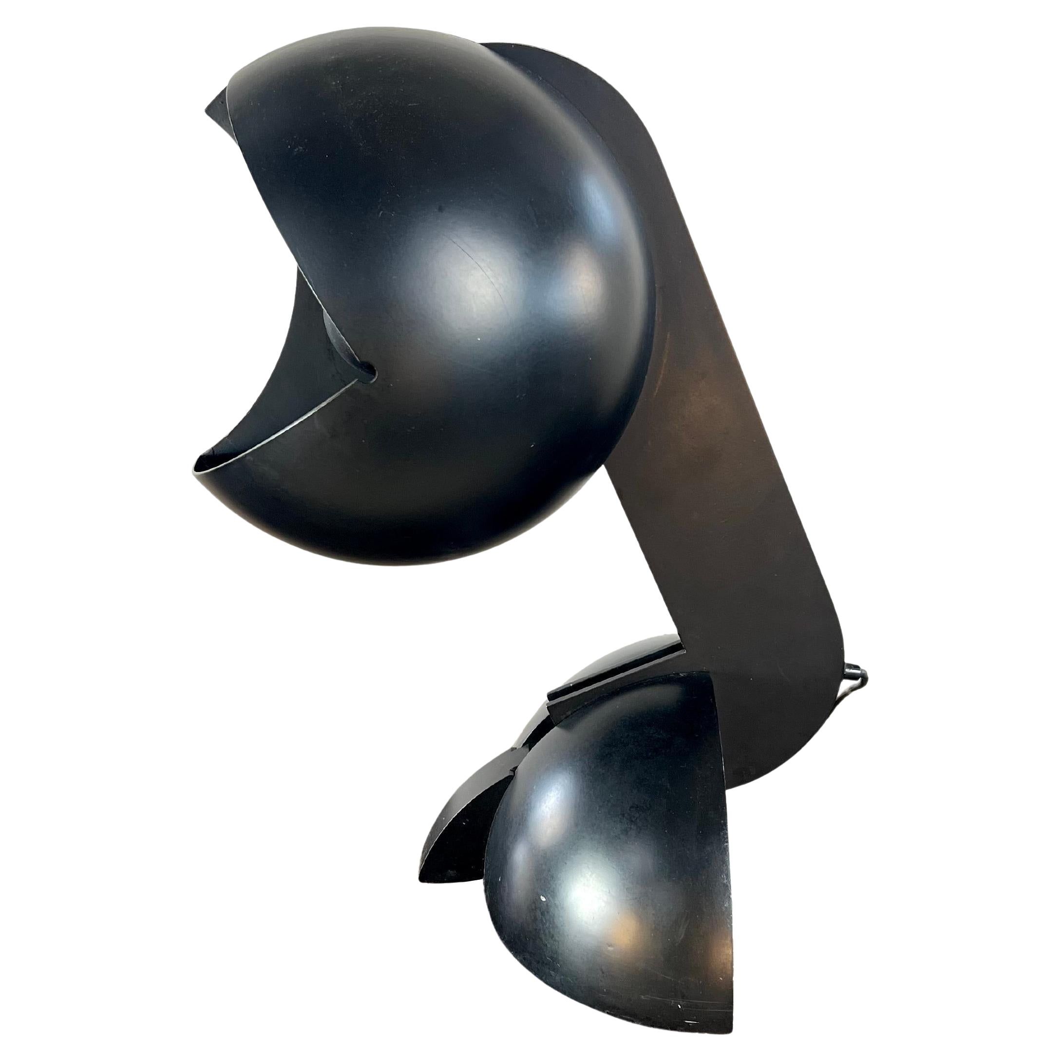 Attributed to Gae Aulenti – Sculptural Black Metal Table Lamp, Italy ca. 1970