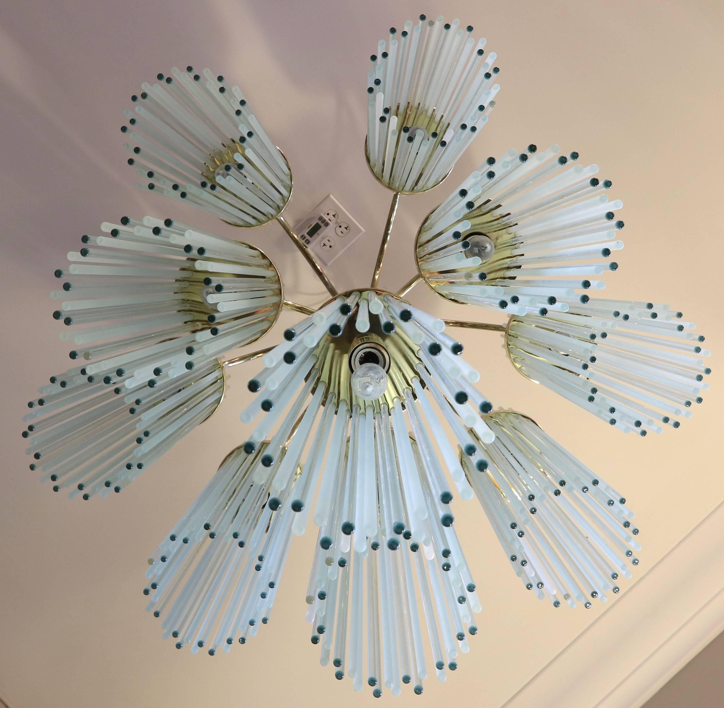 Italian Attributed to Gaetano Sciolari for Lightolier 1960s Glass Rod Chandelier