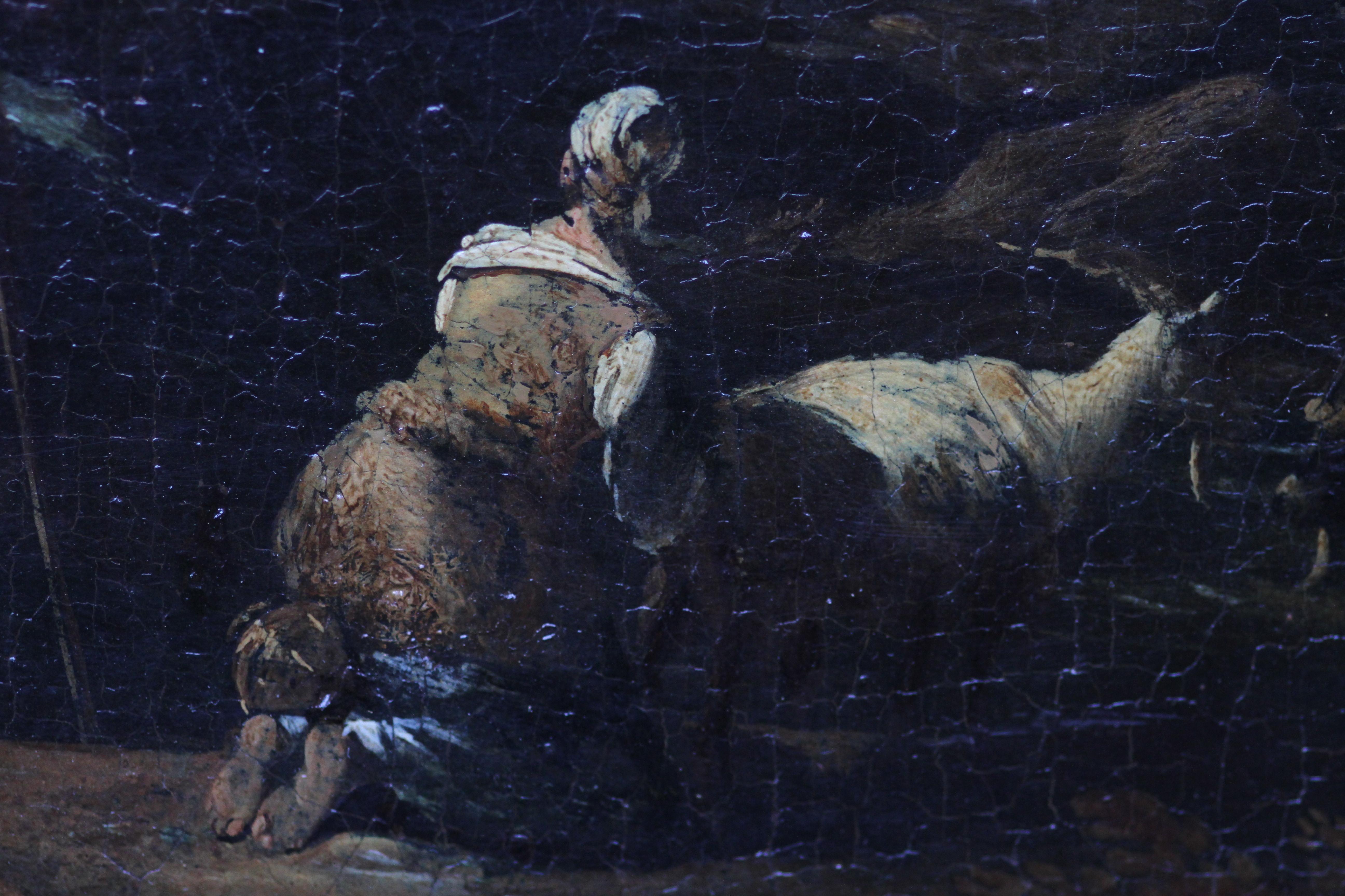 Arcadian Italian Landscape - Old Master 17thC French oil painting herdsman sheep en vente 3