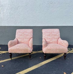 Attribuito a George Smith Poltrone con rotelle da biblioteca MCM arancioni, set di 2