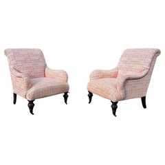 Attribuito a George Smith Poltrone con rotelle da biblioteca MCM arancioni, set di 2