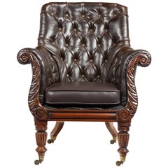 Attributed to Gillows Late George IV Early William IV Leather Library Chair