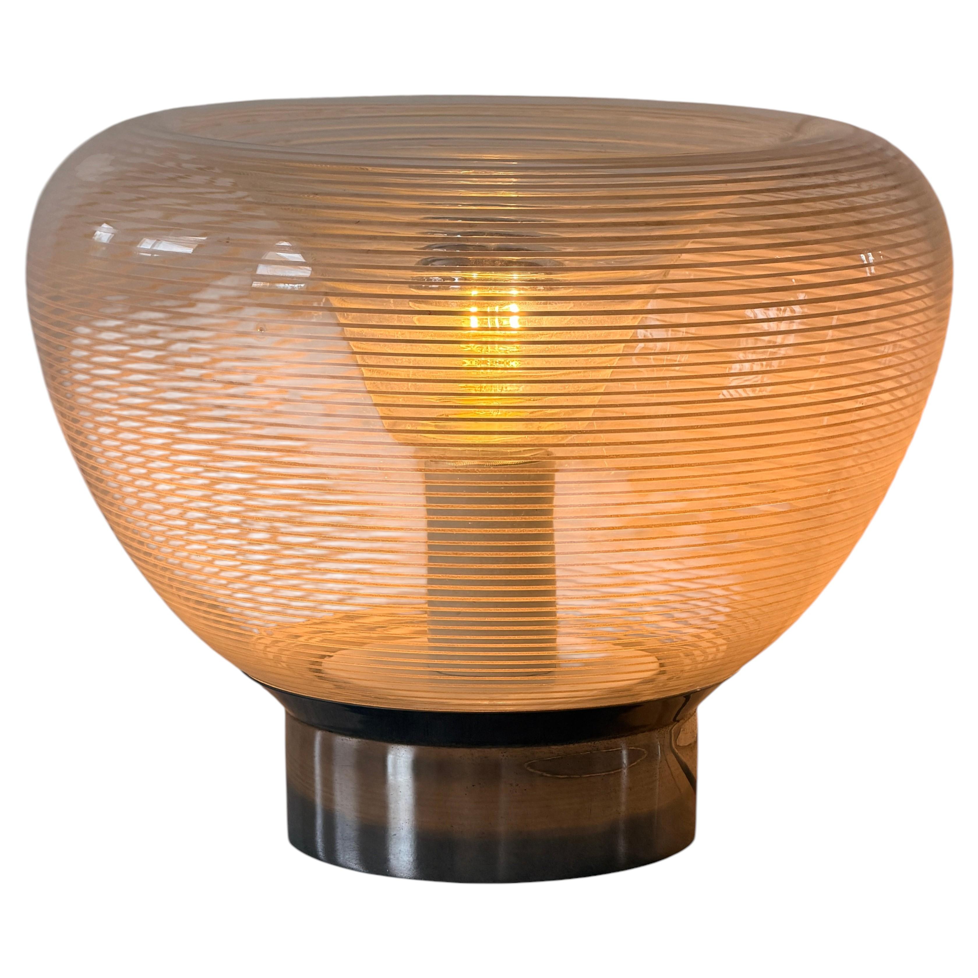 Attributed to Gino Vistosi – Murano Striated Glass Table Lamp, Italy circa 1970