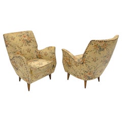 Vintage Attributed to Gio Ponti Mid-Century Modern Italian Armchairs by ISA, 1950s, Pair