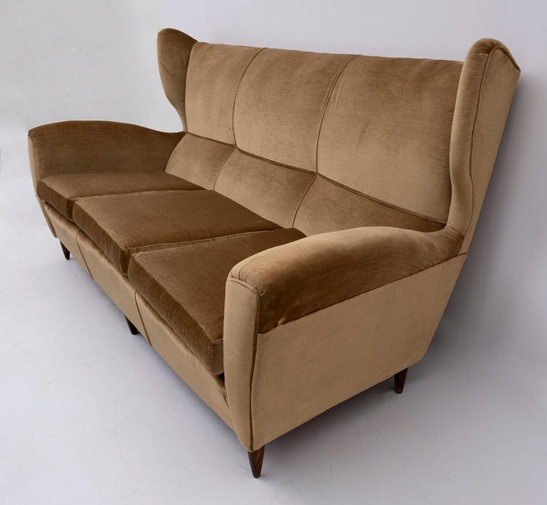 Attributed to Gio Ponti MidCentury Modern Italian High Back Sofa, 50s at 1stDibs modern high