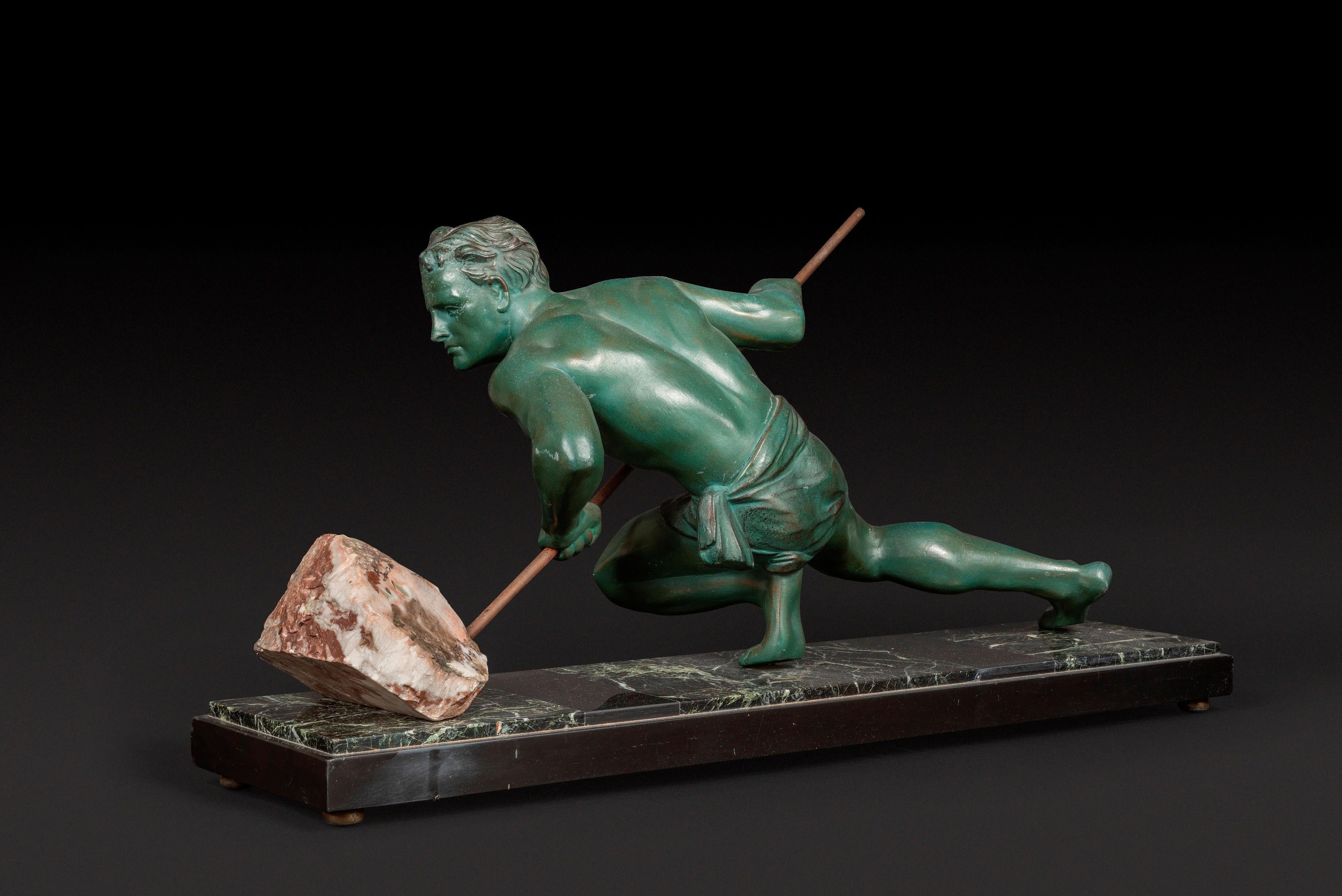 Art Déco Attribuito a GUSTAVE LOUIS BUCHET (1888-1963) Statua in bronzo 