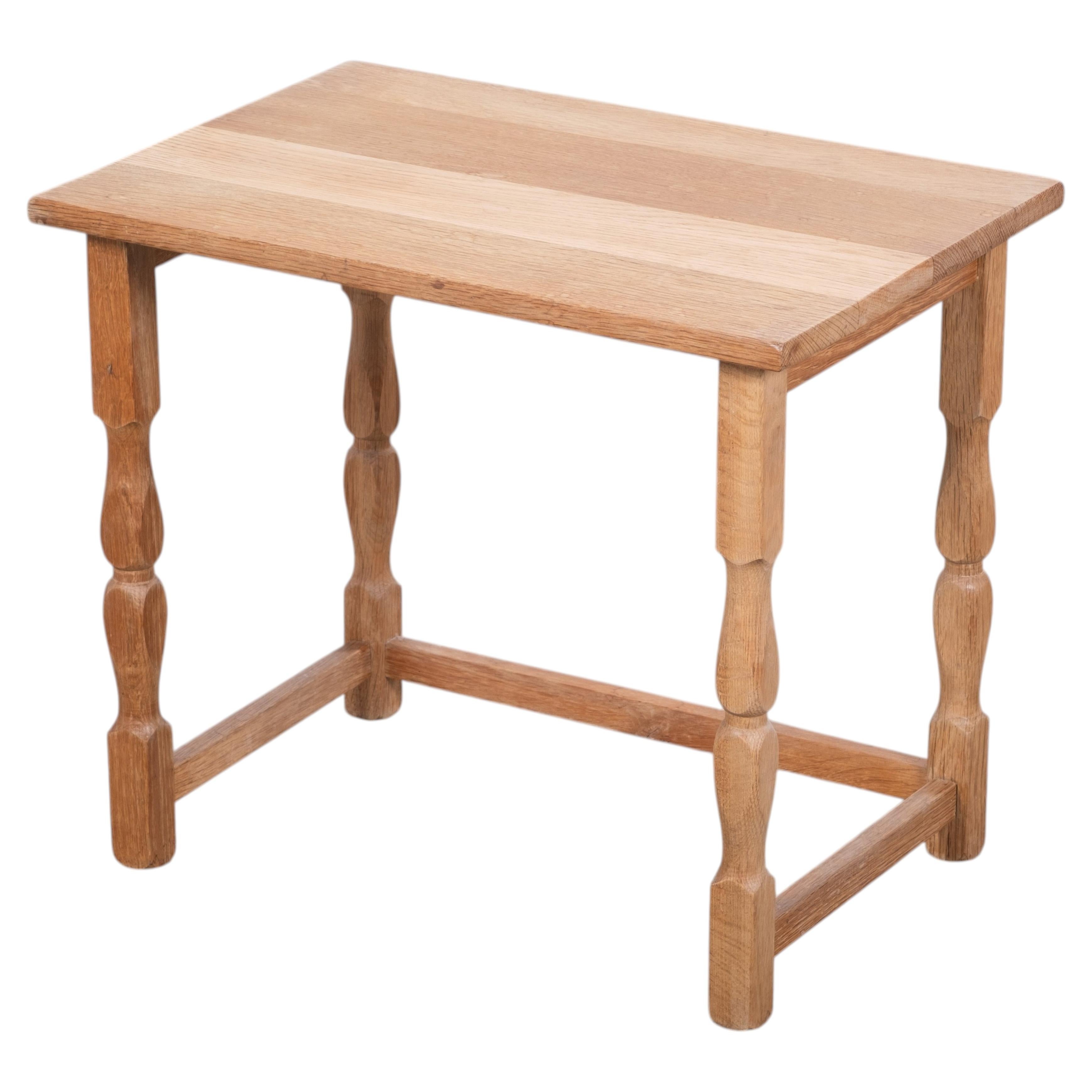 Attributed to Henning Kjærnulf – Danish Brutalist Oak Side Table, 1970s
