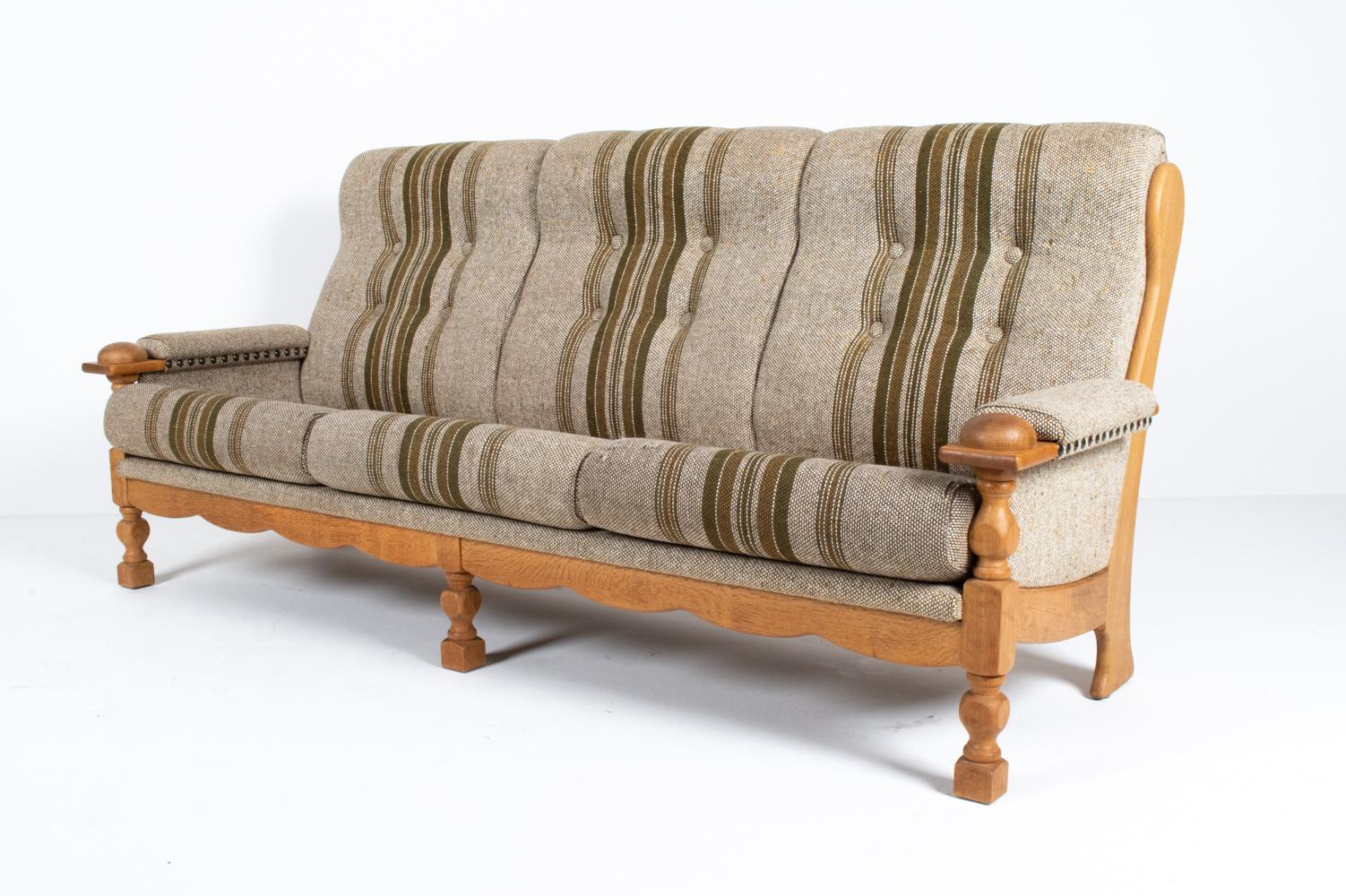 Scandinavian Modern Attributed to Henning Kjærnulf Danish Modern Sofa in White Oak & Wool For Sale