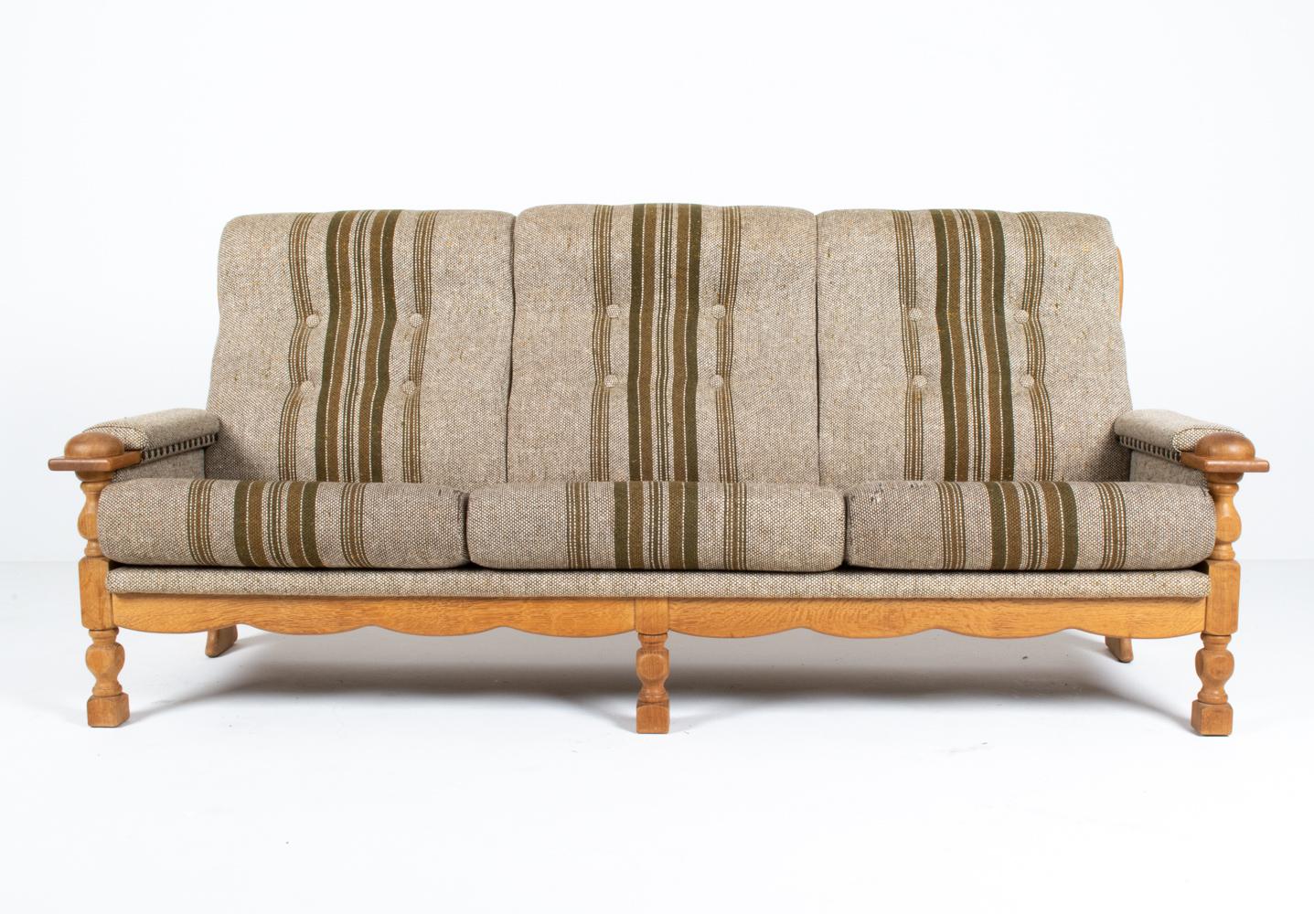 20th Century Attributed to Henning Kjærnulf Danish Modern Sofa in White Oak & Wool For Sale