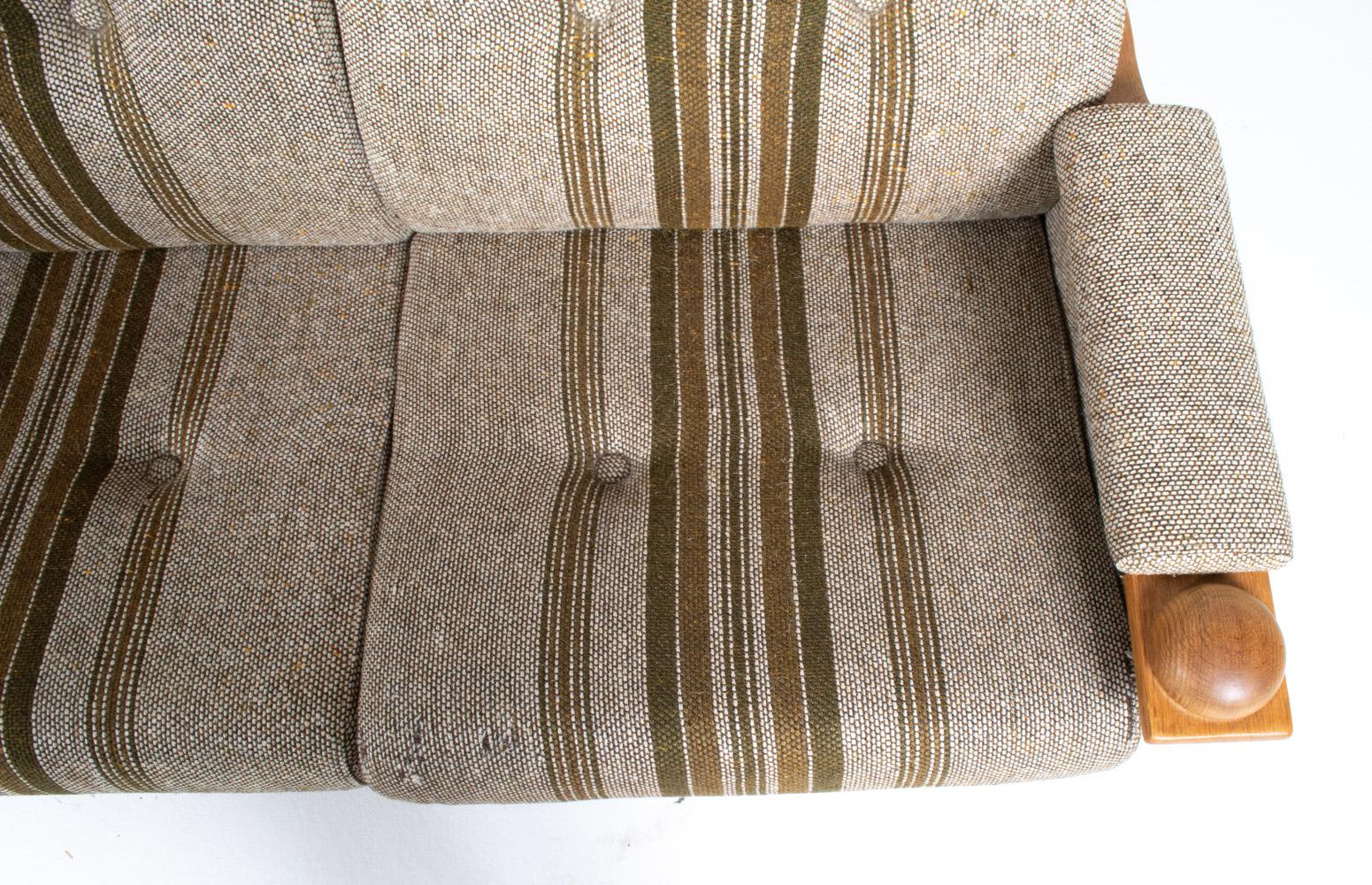 Attributed to Henning Kjærnulf Danish Modern Sofa in White Oak & Wool For Sale 1