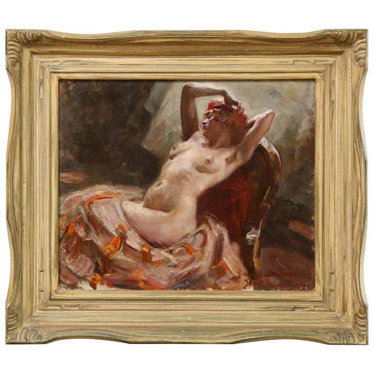 (attributed to) Istvan Szonyi Nude Painting - Reclining Nude