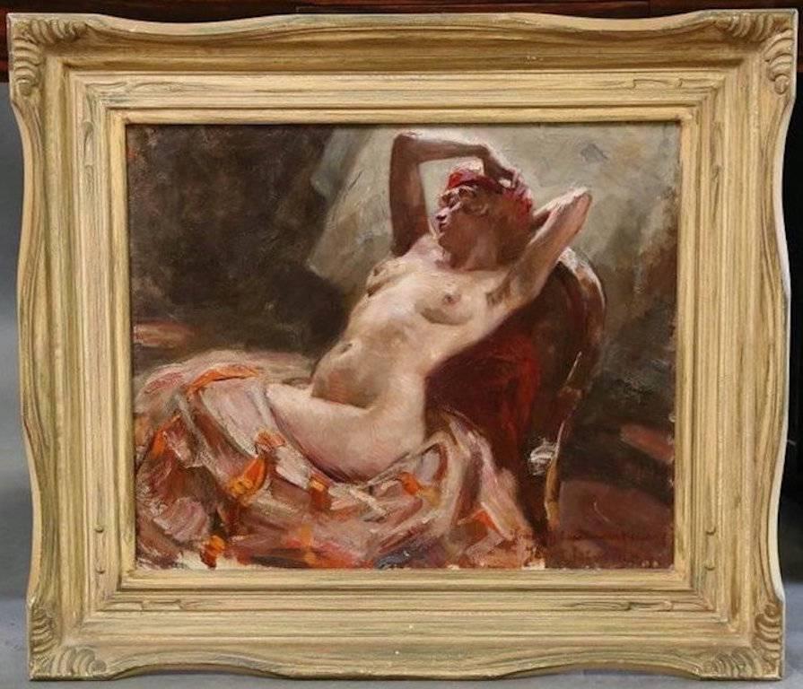 Reclining Nude - Painting by (attributed to) Istvan Szonyi