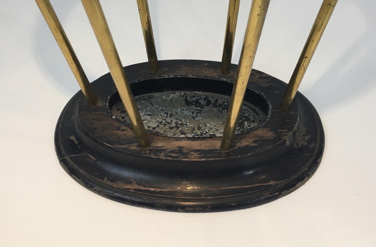Ebonized Wood and Brass Umbrella Stand For Sale 6