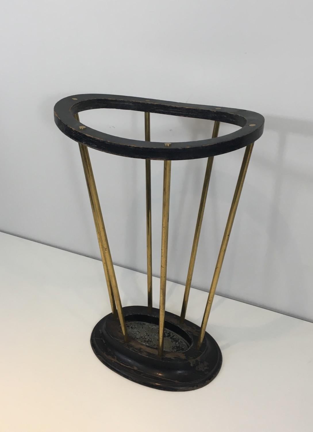 Ebonized Wood and Brass Umbrella Stand For Sale 12