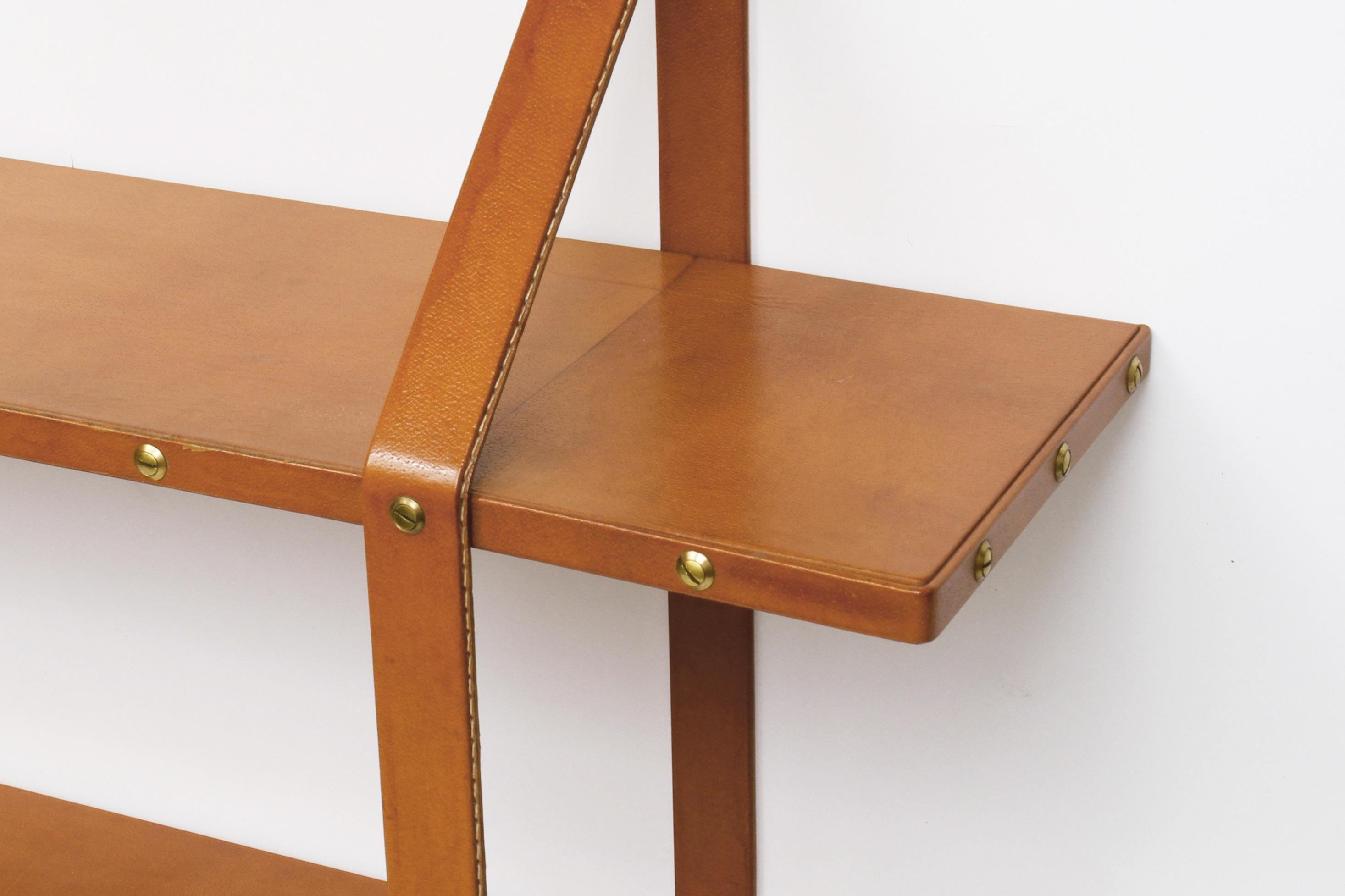 French Attributed to Jacques Adnet, Leather Bookshelf, circa 1950