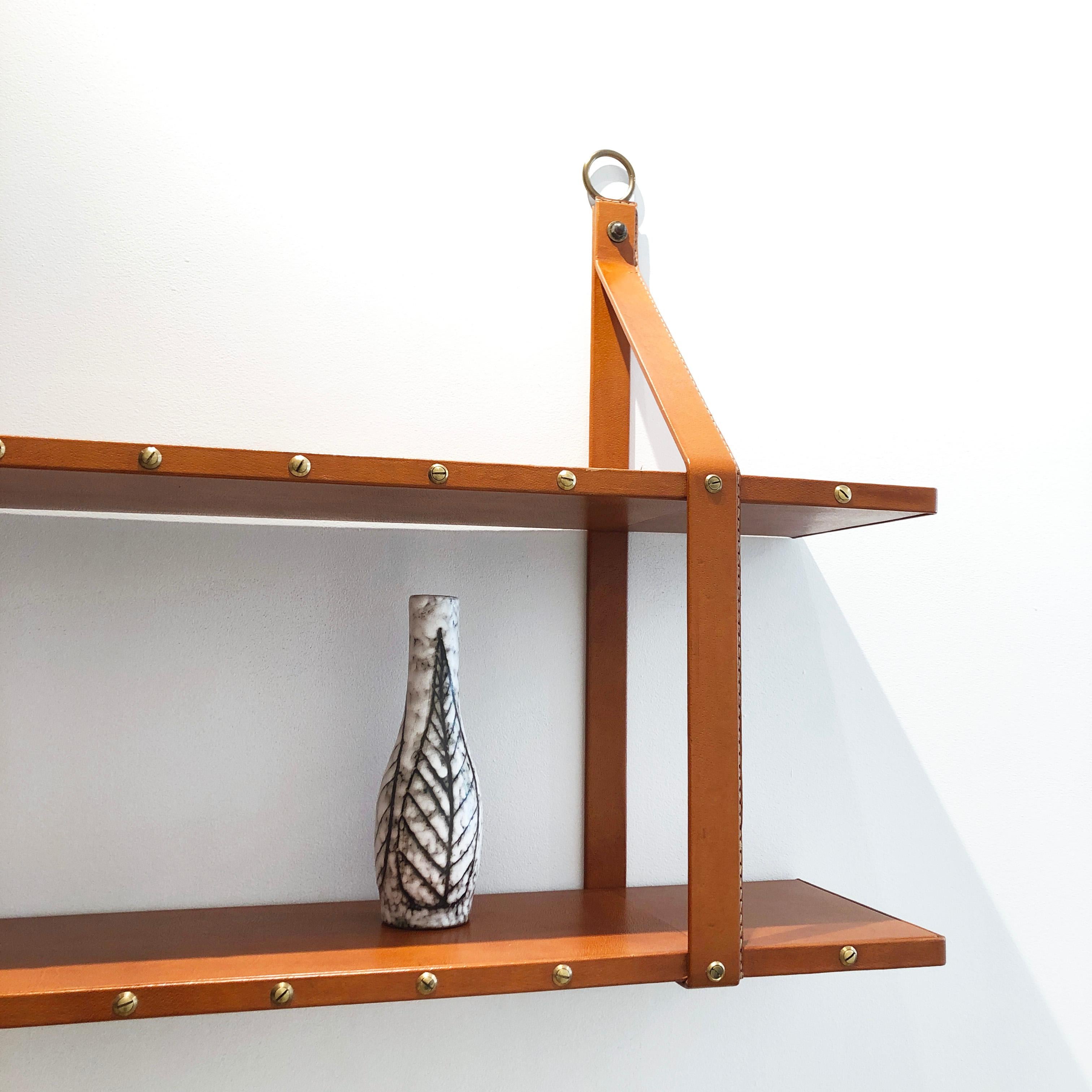 Mid-20th Century Attributed to Jacques Adnet, Leather Bookshelf, circa 1950