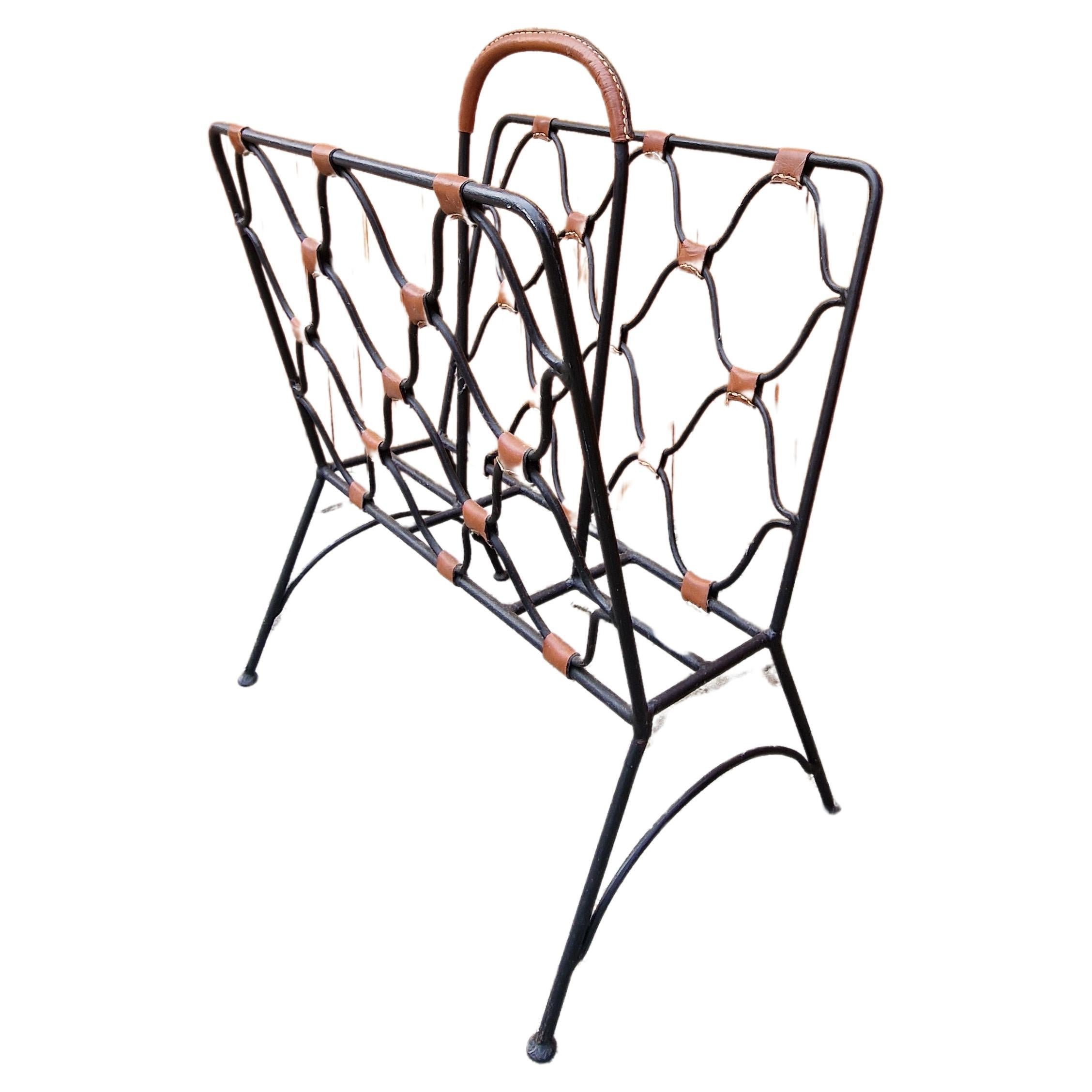 Attributed to Jacques Adnet magazine rack  For Sale