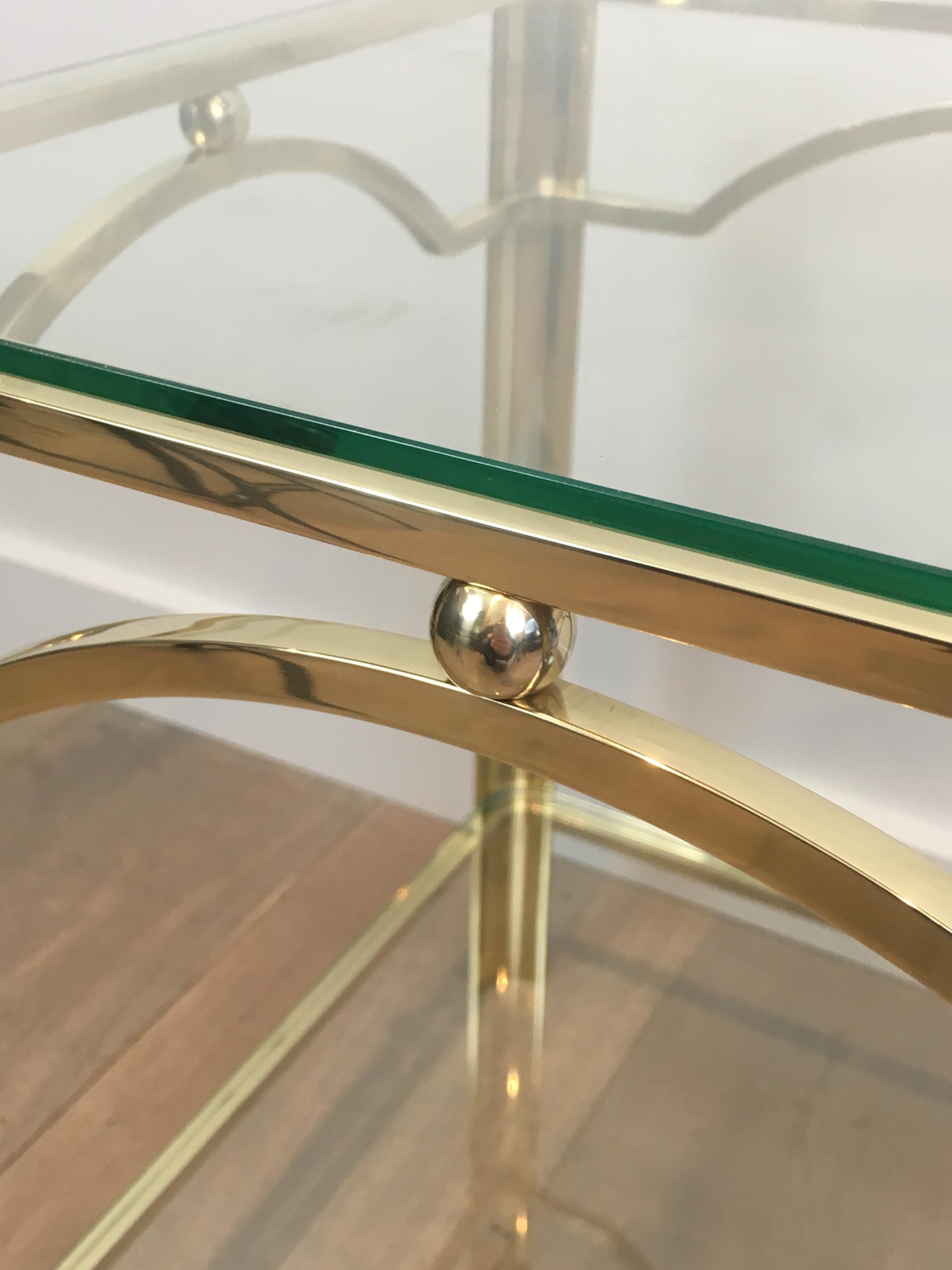 Glass Attributed to Jacques Quinet, Bronze Side Table, circa 1970